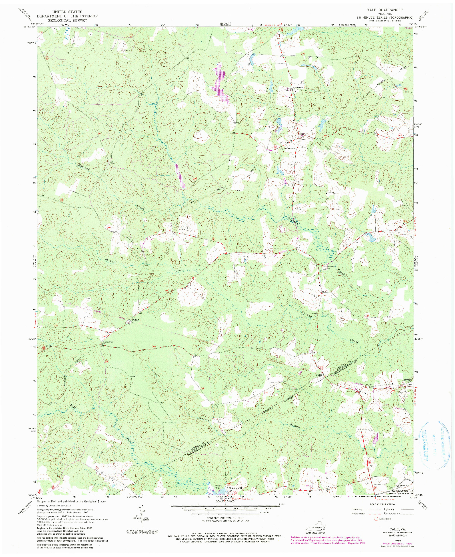 USGS 1:24000-SCALE QUADRANGLE FOR YALE, VA 1966