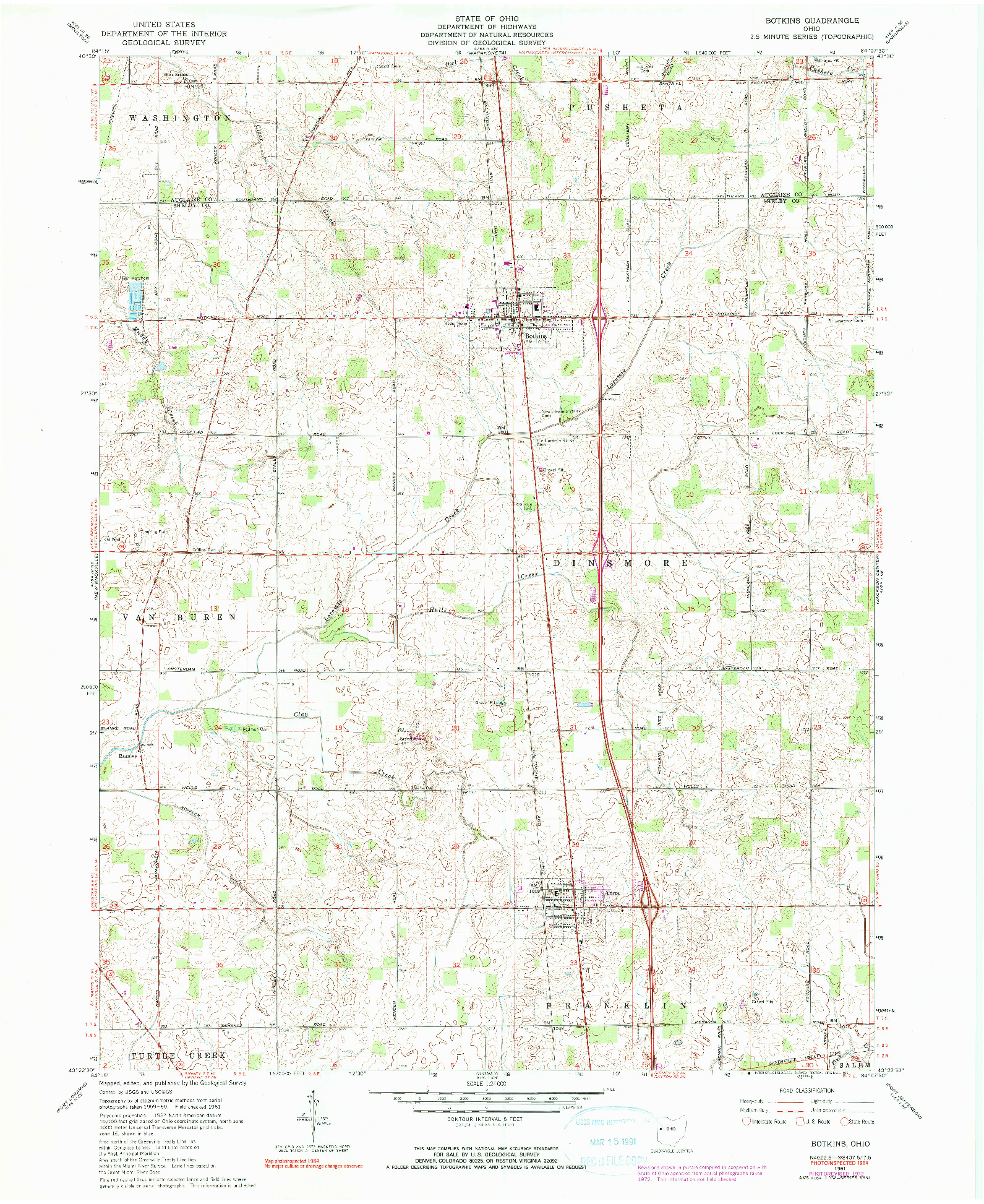 USGS 1:24000-SCALE QUADRANGLE FOR BOTKINS, OH 1961