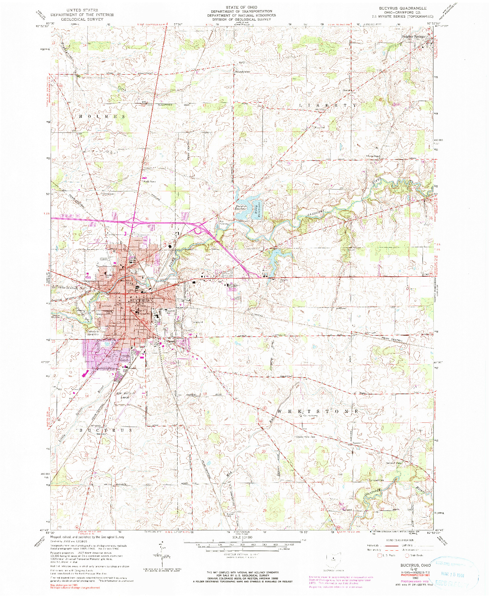 USGS 1:24000-SCALE QUADRANGLE FOR BUCYRUS, OH 1960