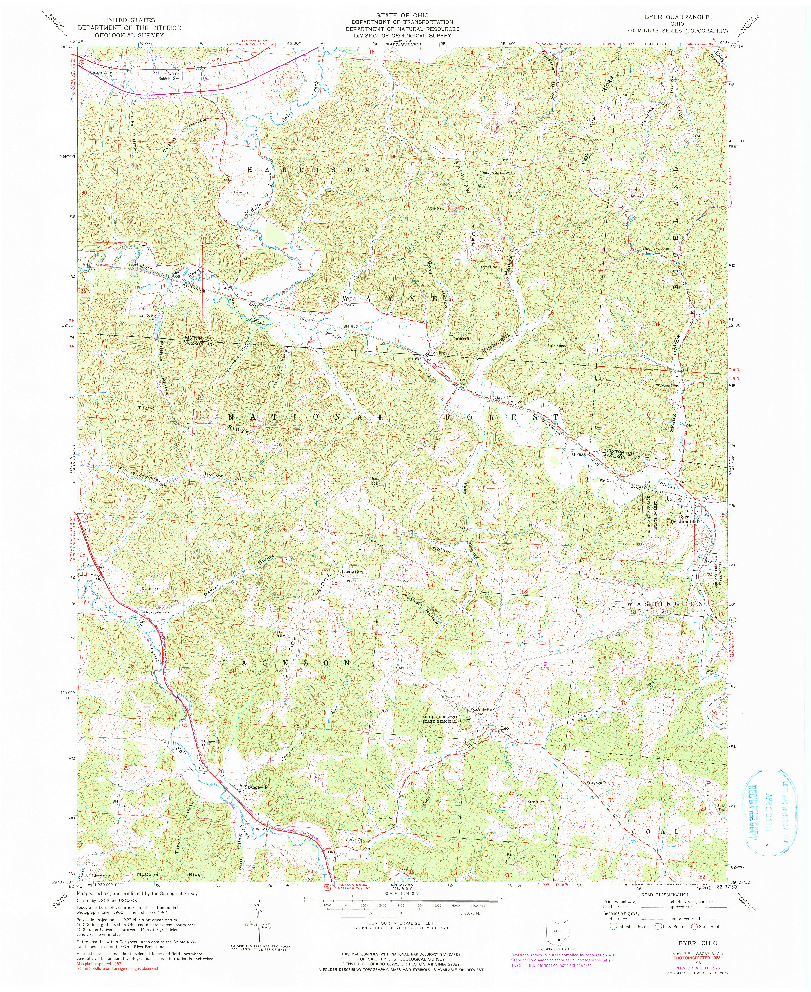 USGS 1:24000-SCALE QUADRANGLE FOR BYER, OH 1961