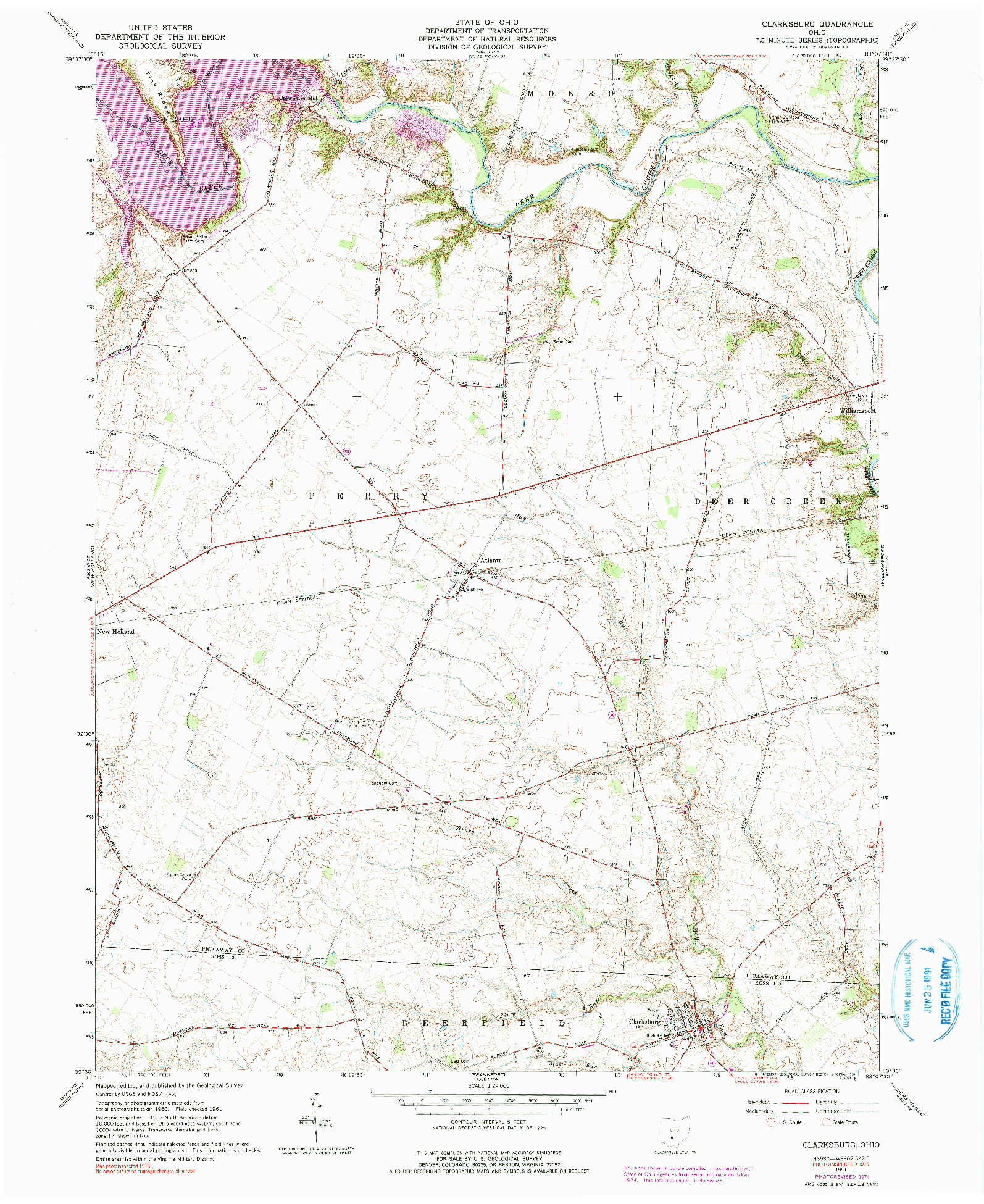 USGS 1:24000-SCALE QUADRANGLE FOR CLARKSBURG, OH 1961