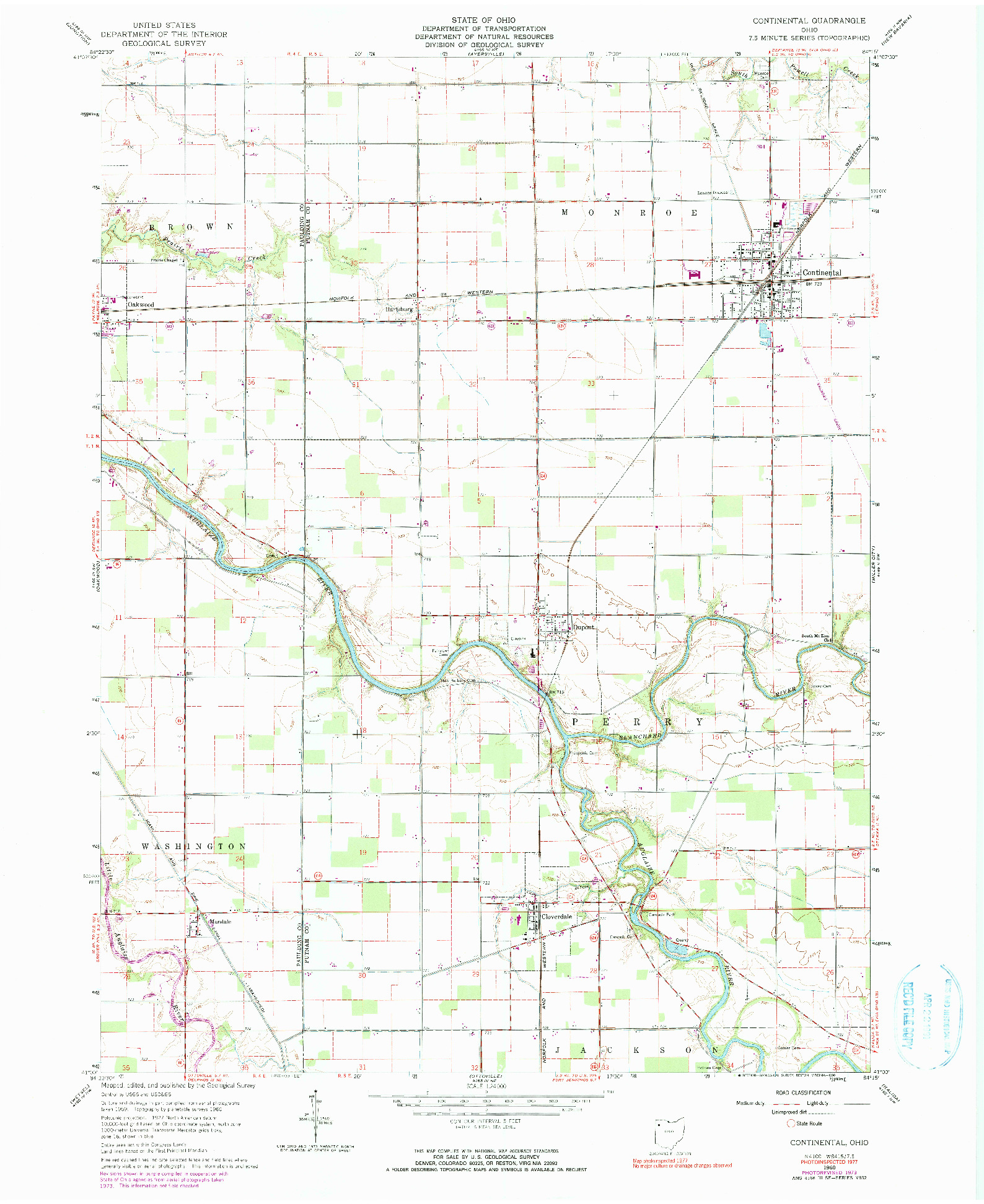 USGS 1:24000-SCALE QUADRANGLE FOR CONTINENTAL, OH 1960