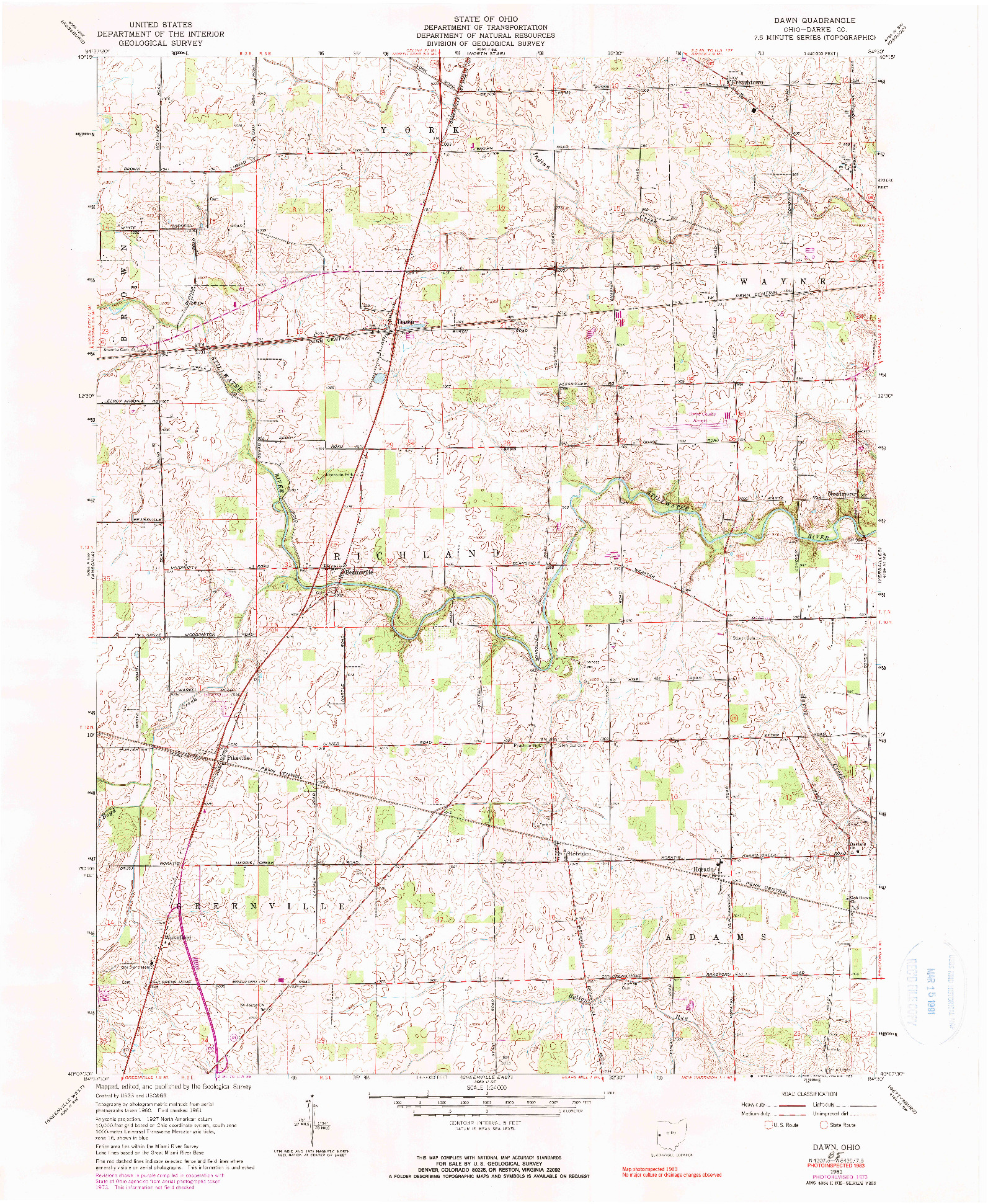 USGS 1:24000-SCALE QUADRANGLE FOR DAWN, OH 1961