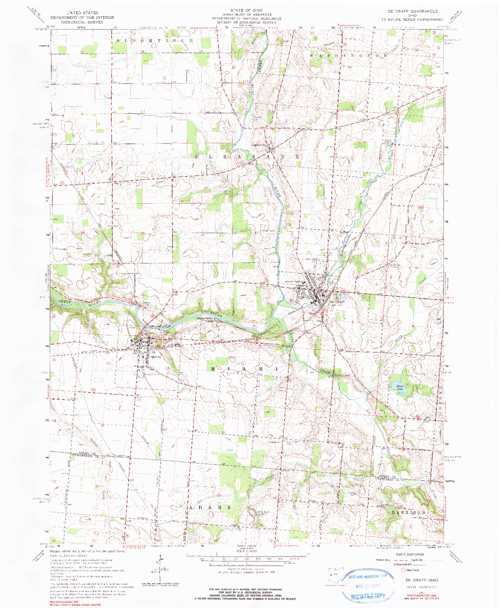 USGS 1:24000-SCALE QUADRANGLE FOR DE GRAFF, OH 1961