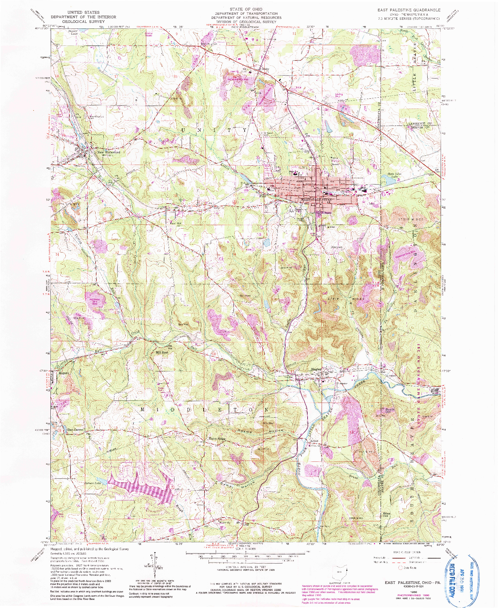 USGS 1:24000-SCALE QUADRANGLE FOR EAST PALESTINE, OH 1960