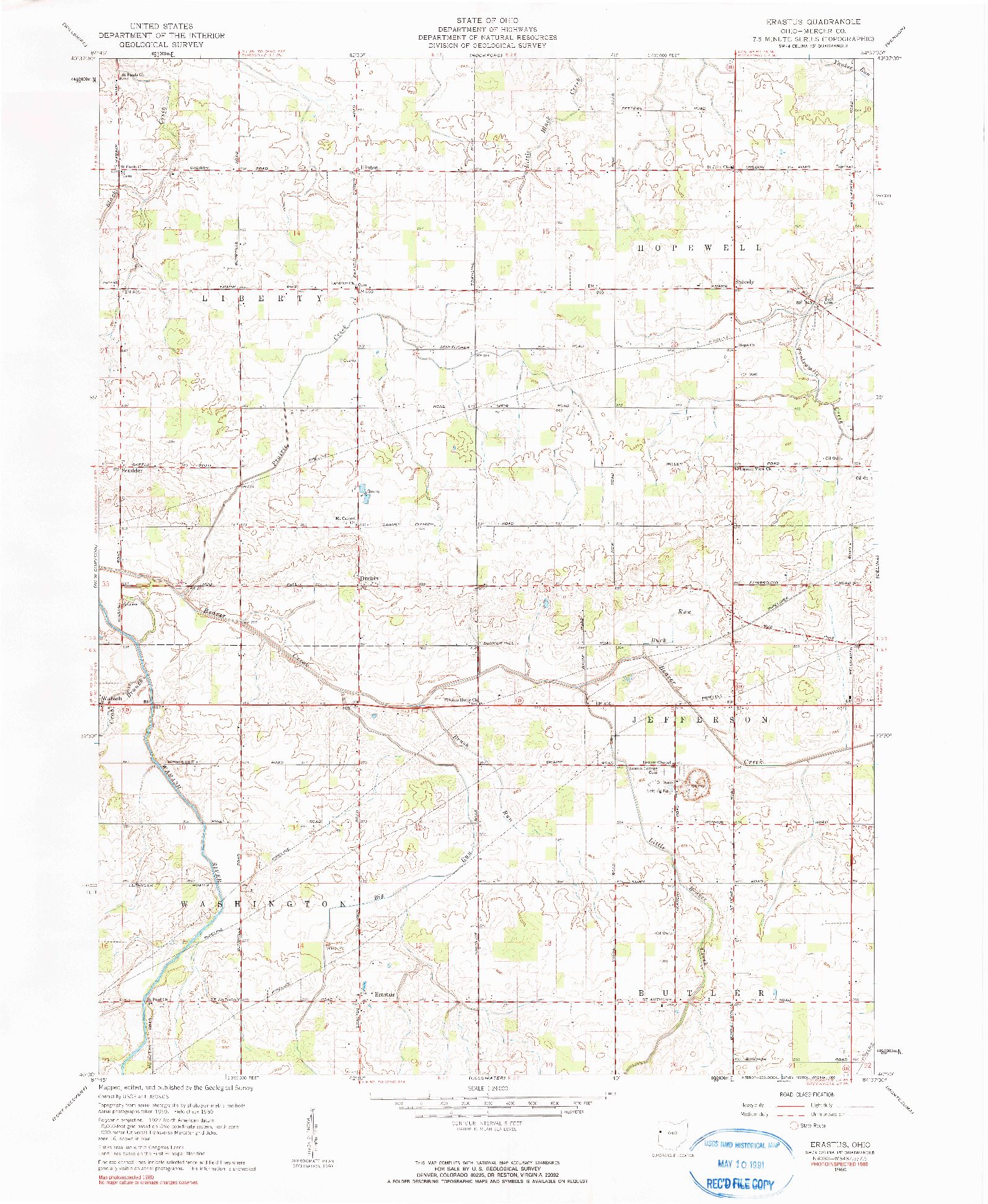 USGS 1:24000-SCALE QUADRANGLE FOR ERASTUS, OH 1960