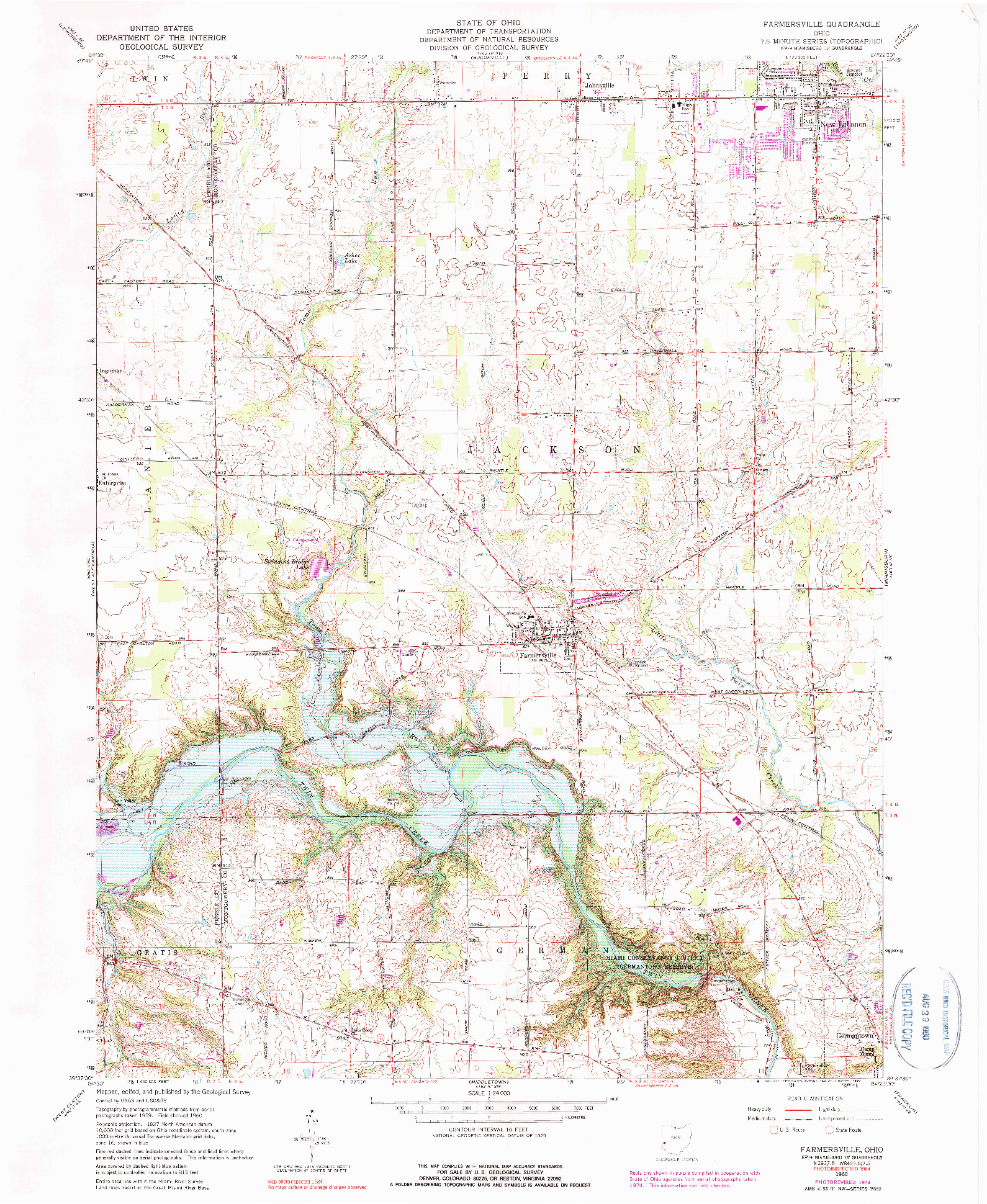 USGS 1:24000-SCALE QUADRANGLE FOR FARMERSVILLE, OH 1960