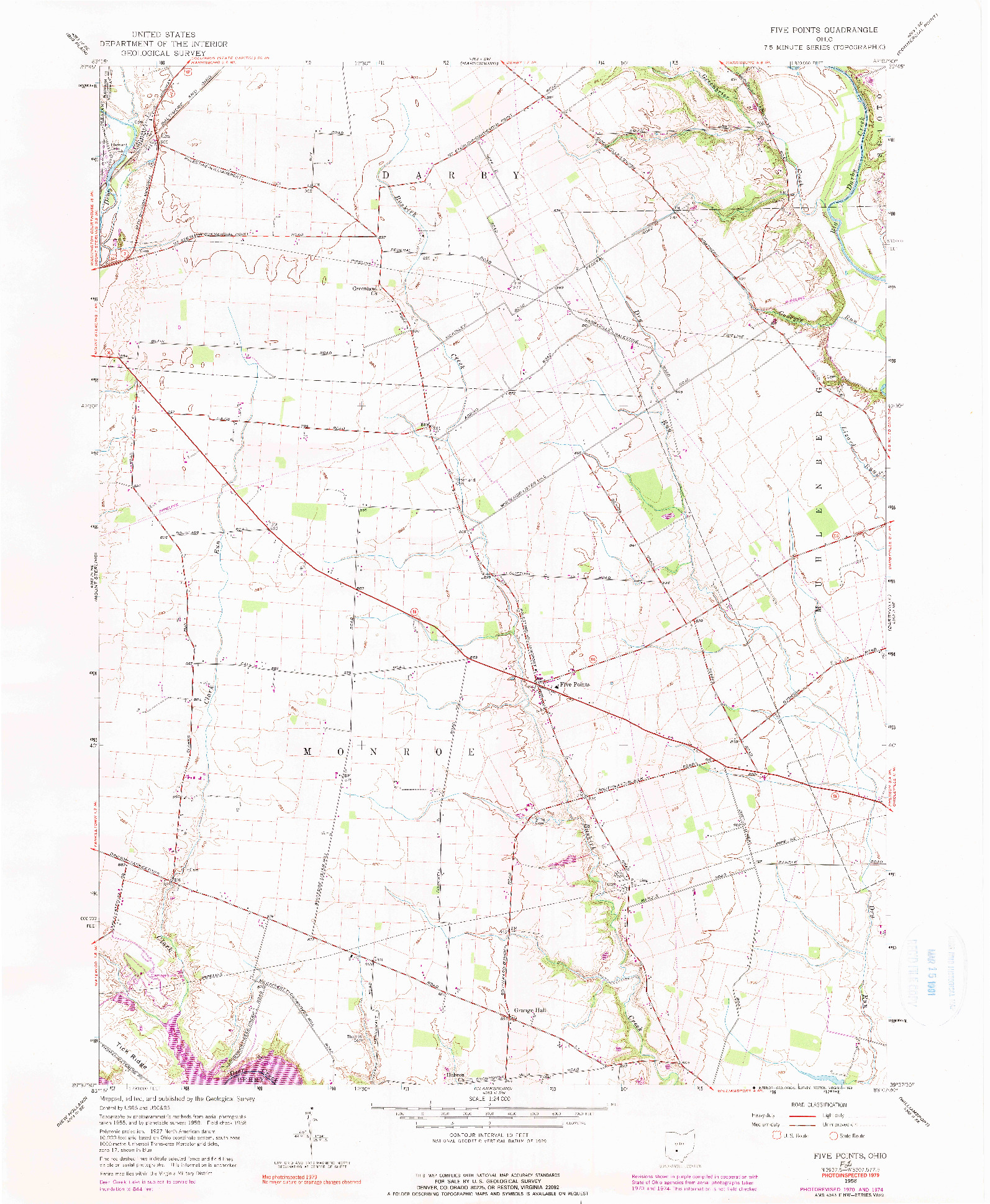 USGS 1:24000-SCALE QUADRANGLE FOR FIVE POINTS, OH 1958