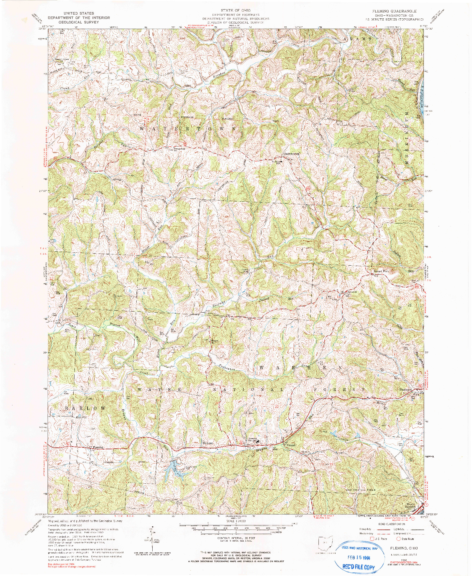 USGS 1:24000-SCALE QUADRANGLE FOR FLEMING, OH 1960