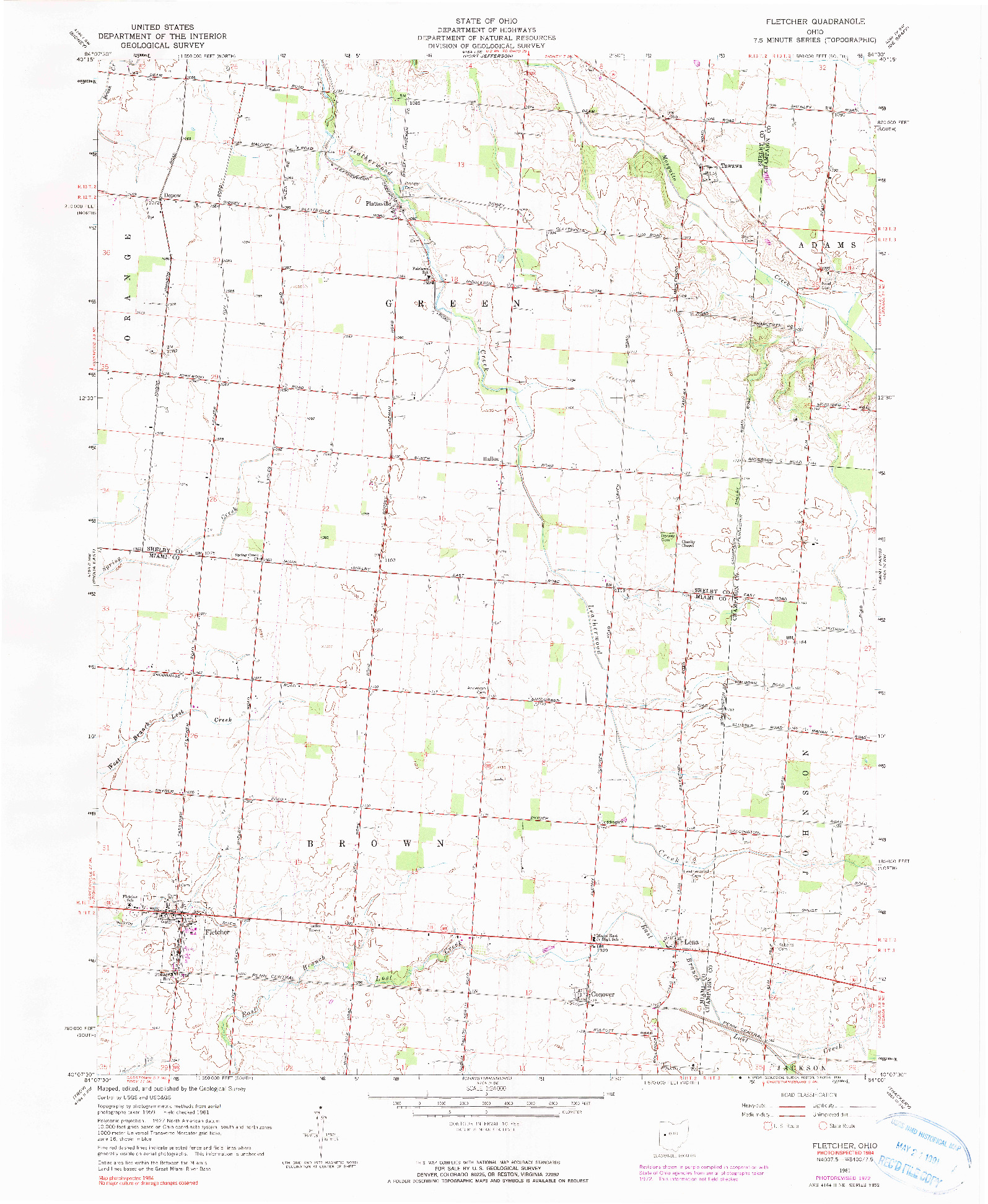 USGS 1:24000-SCALE QUADRANGLE FOR FLETCHER, OH 1961