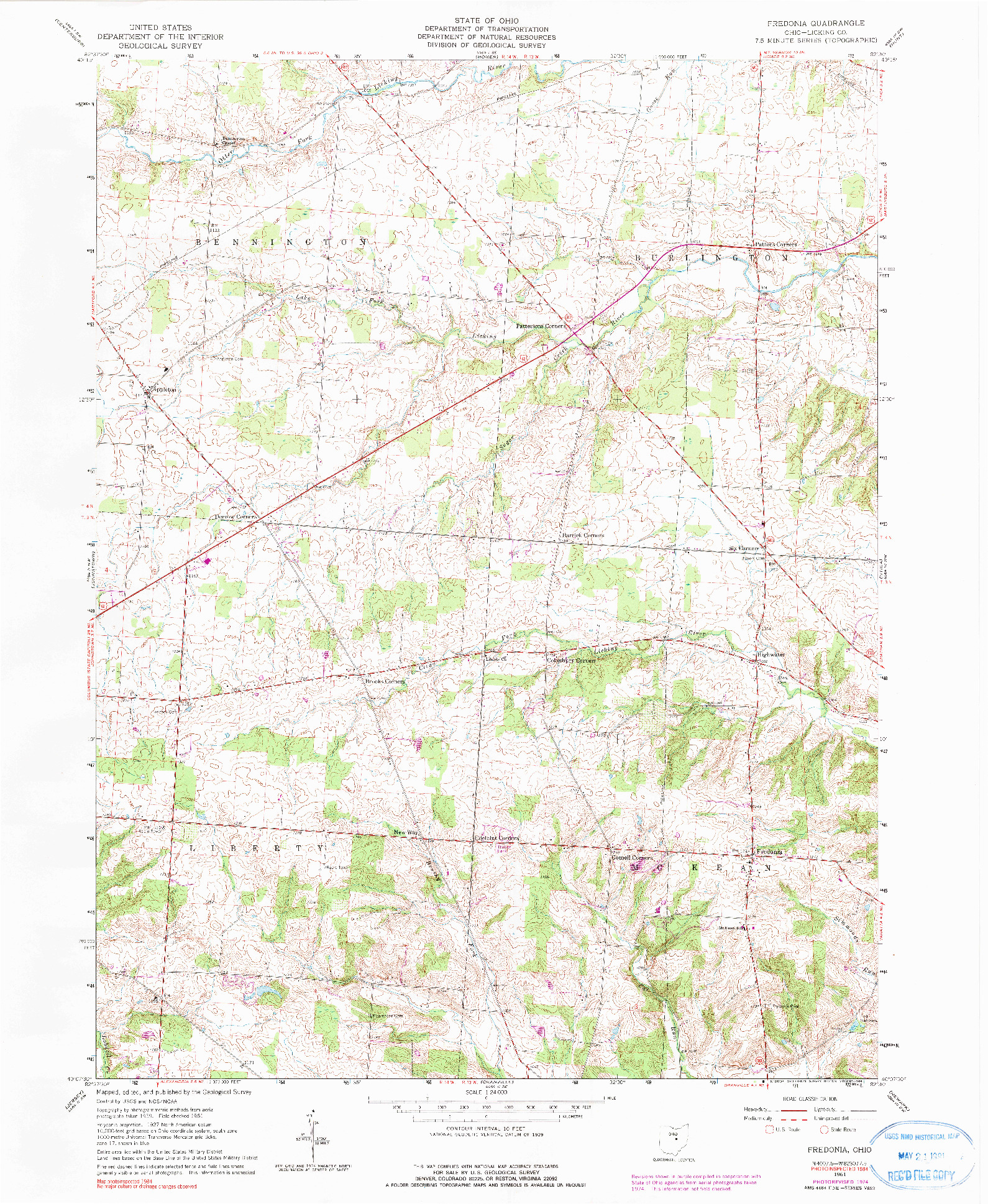 USGS 1:24000-SCALE QUADRANGLE FOR FREDONIA, OH 1961