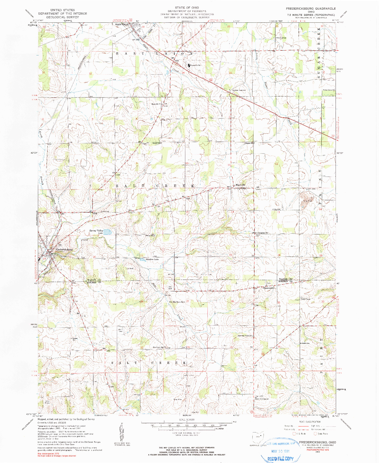 USGS 1:24000-SCALE QUADRANGLE FOR FREDRICKSBURG, OH 1961