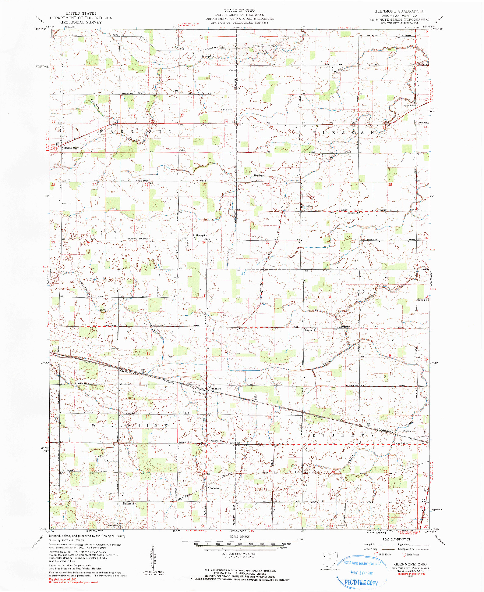 USGS 1:24000-SCALE QUADRANGLE FOR GLENMORE, OH 1960