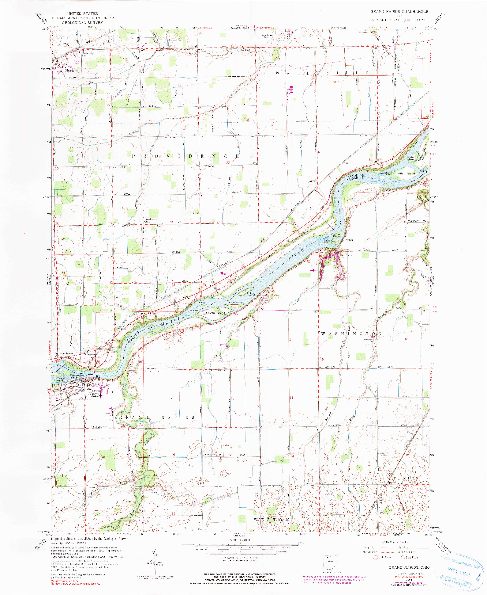 USGS 1:24000-SCALE QUADRANGLE FOR GRAND RAPIDS, OH 1958