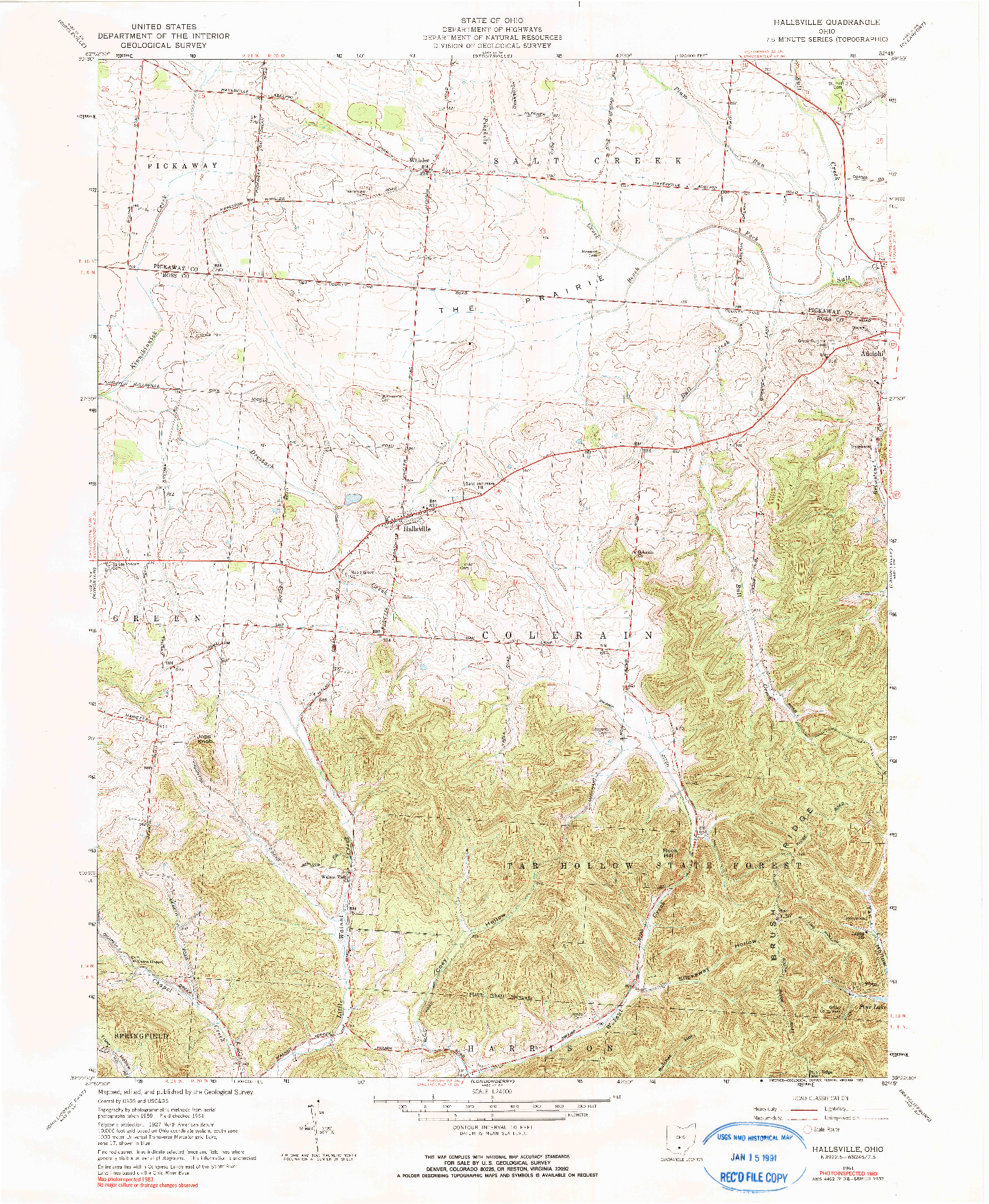 USGS 1:24000-SCALE QUADRANGLE FOR HALLSVILLE, OH 1961