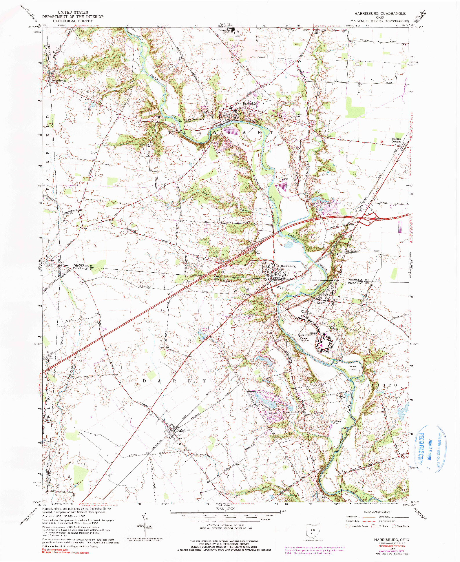 USGS 1:24000-SCALE QUADRANGLE FOR HARRISBURG, OH 1966