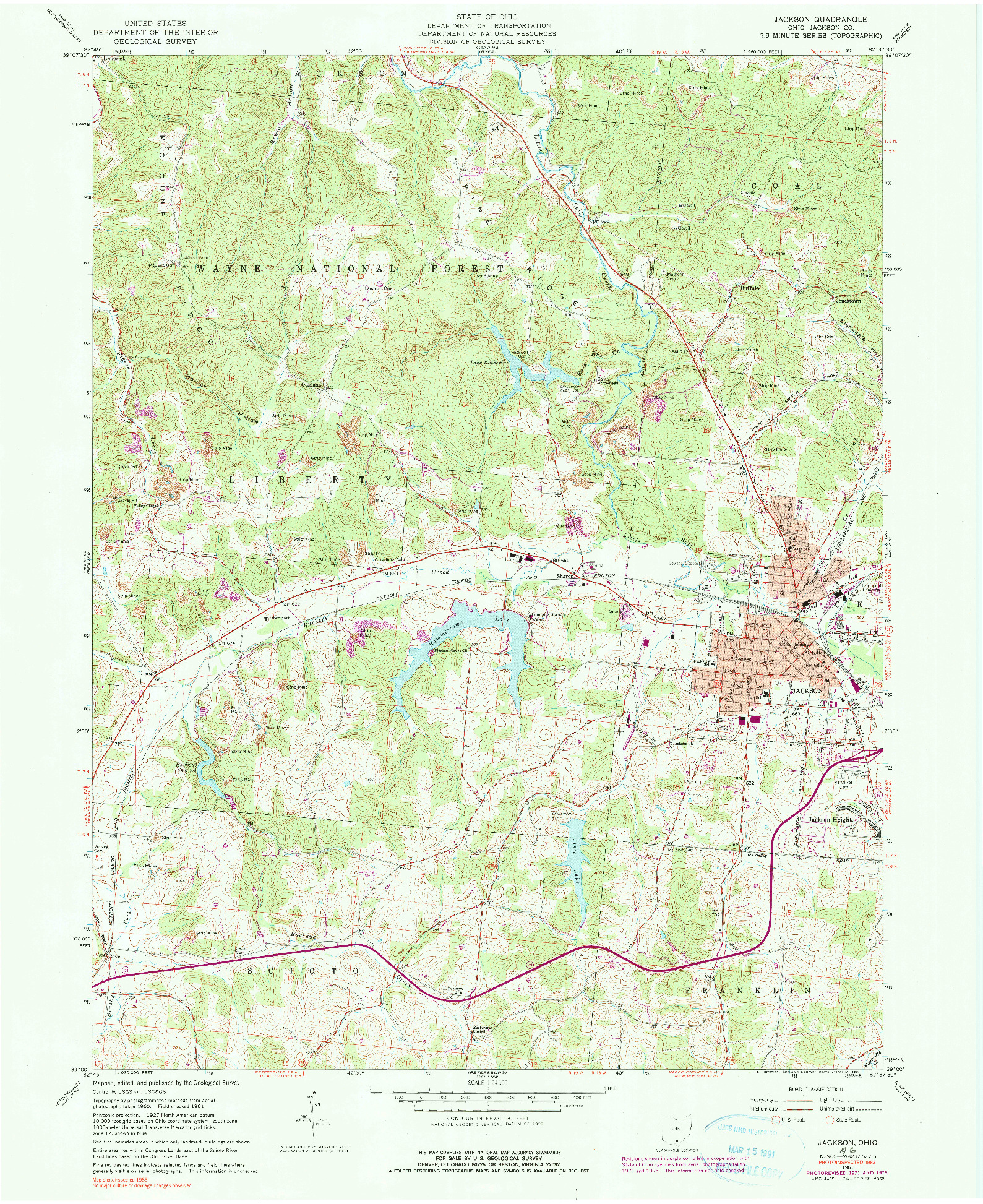 USGS 1:24000-SCALE QUADRANGLE FOR JACKSON, OH 1961