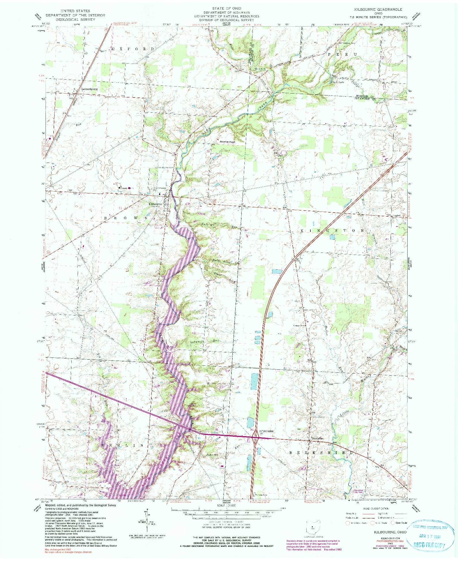 USGS 1:24000-SCALE QUADRANGLE FOR KILBOURNE, OH 1961