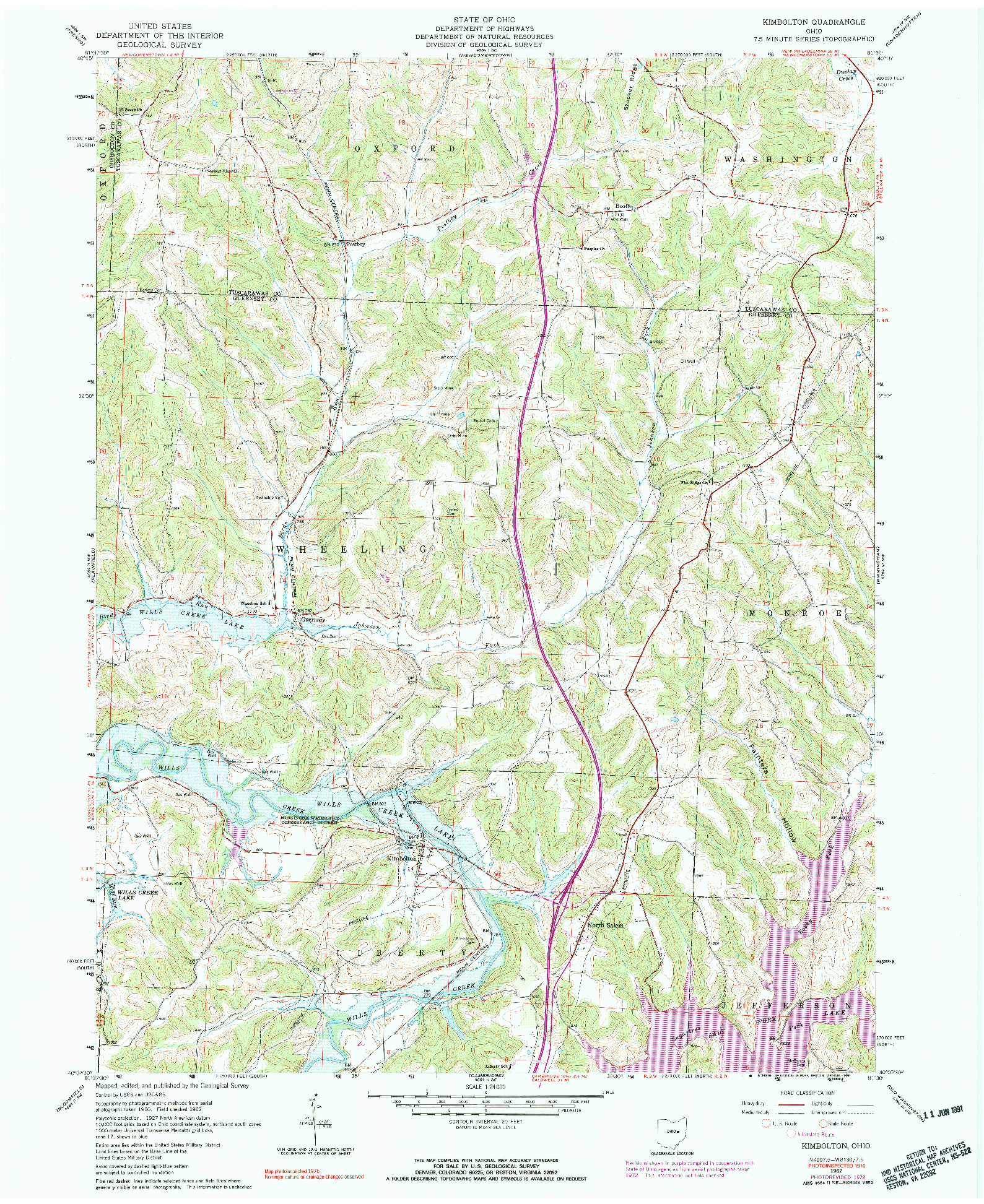 USGS 1:24000-SCALE QUADRANGLE FOR KIMBOLTON, OH 1962