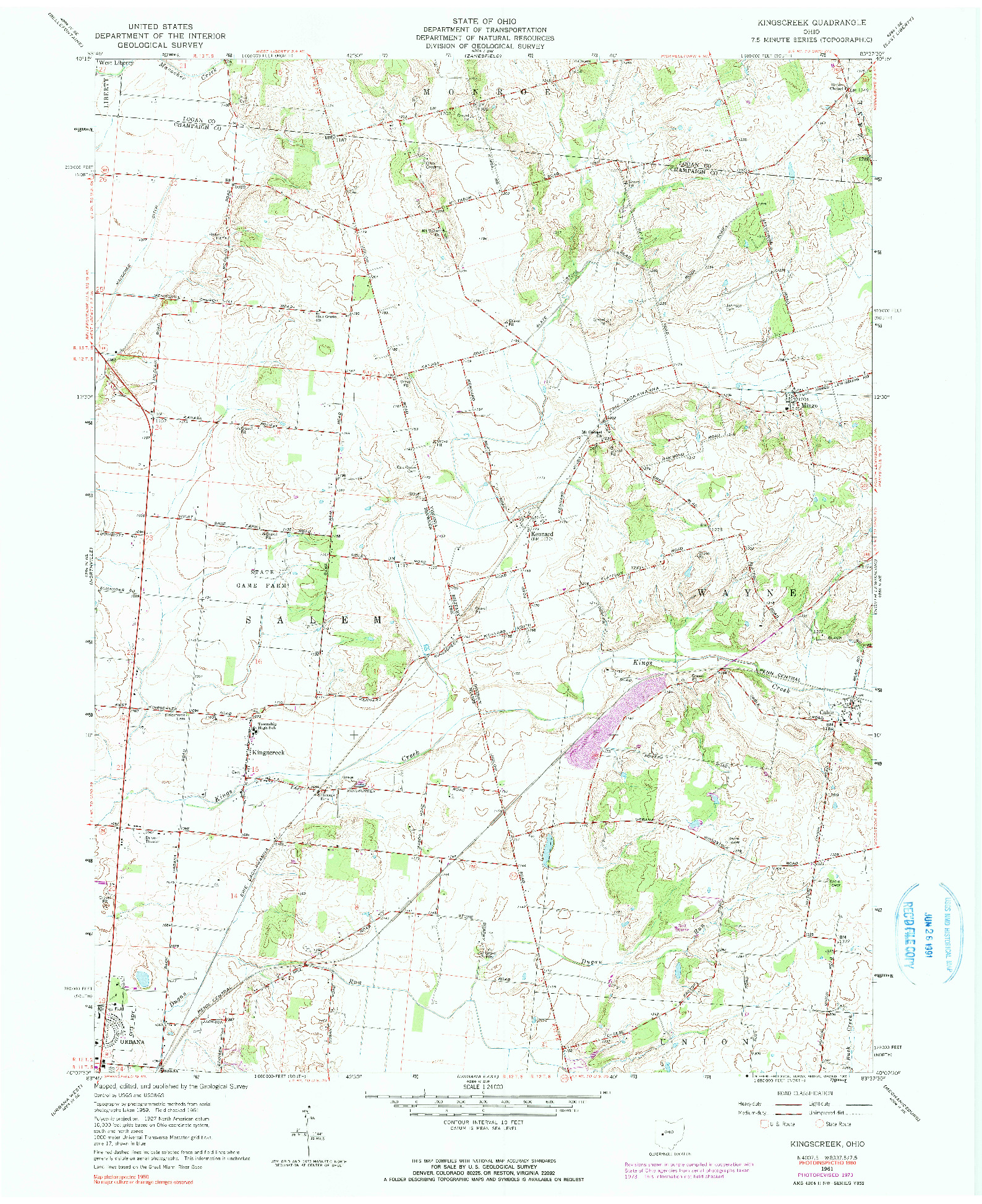 USGS 1:24000-SCALE QUADRANGLE FOR KINGSCREEK, OH 1961