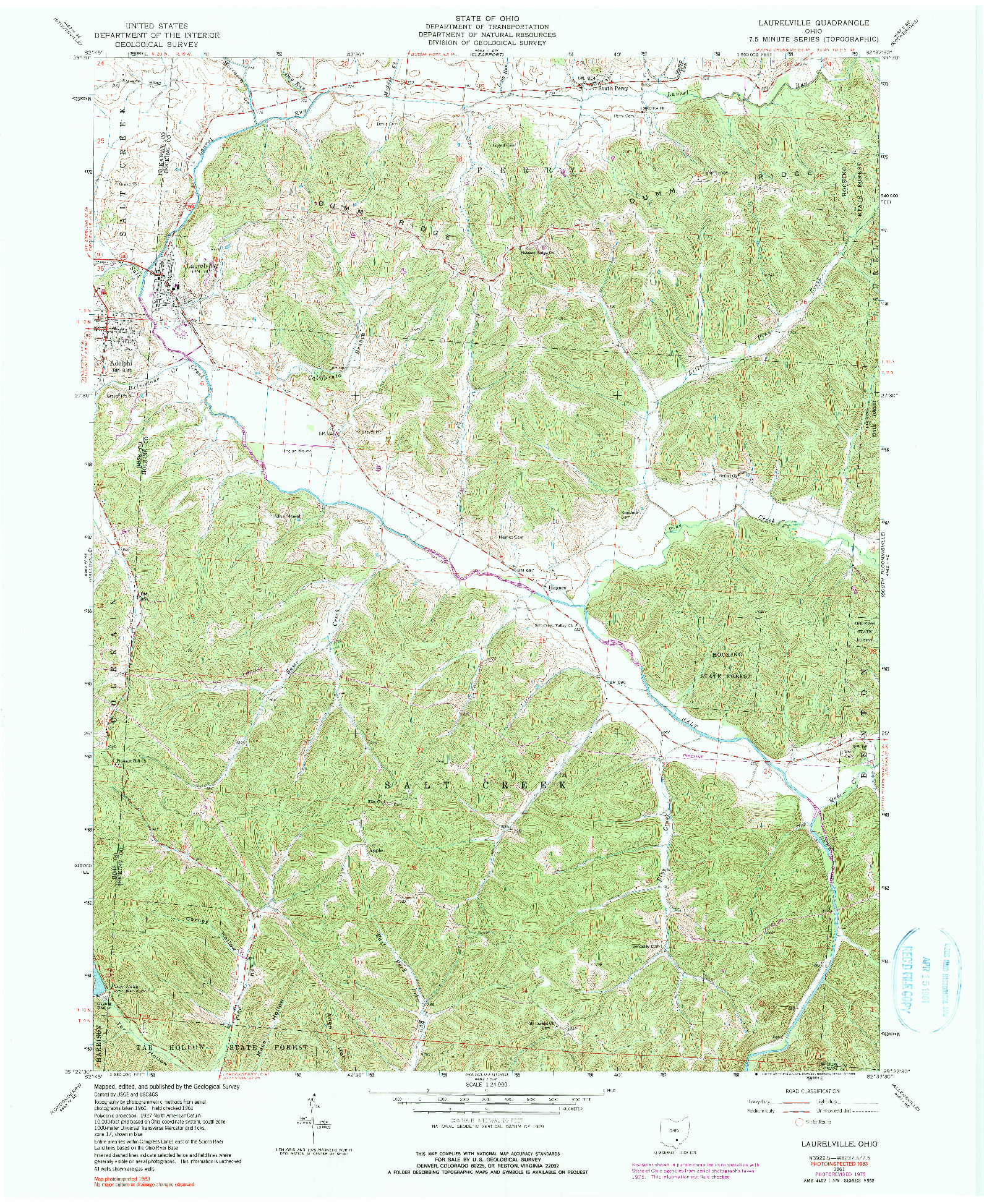 USGS 1:24000-SCALE QUADRANGLE FOR LAURELVILLE, OH 1961