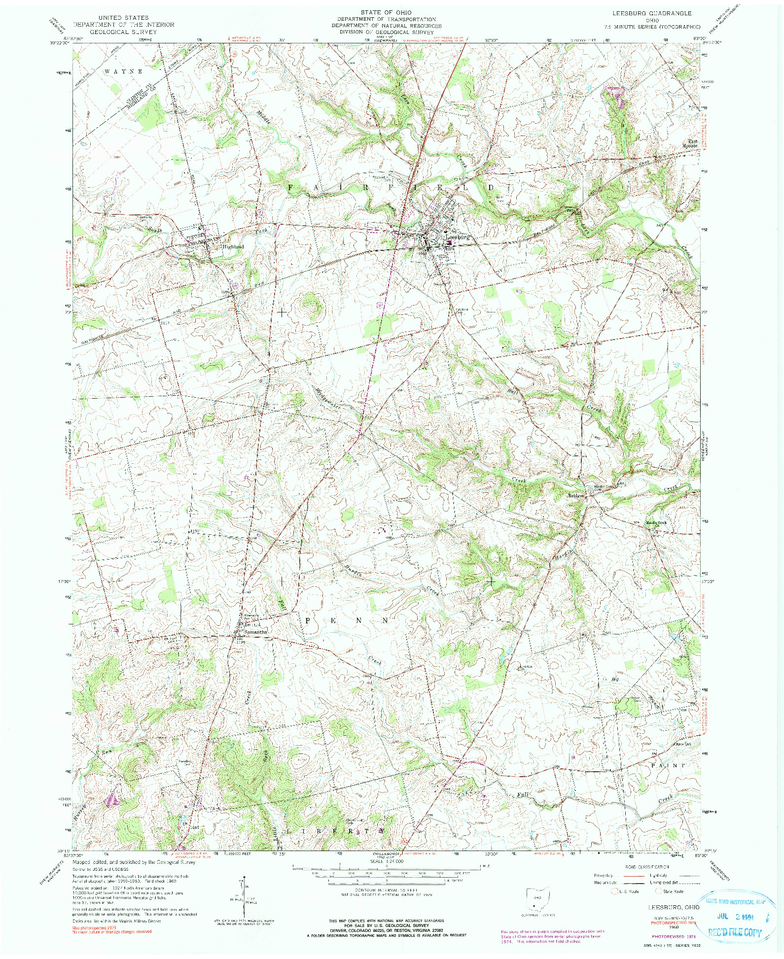 USGS 1:24000-SCALE QUADRANGLE FOR LEESBURG, OH 1960