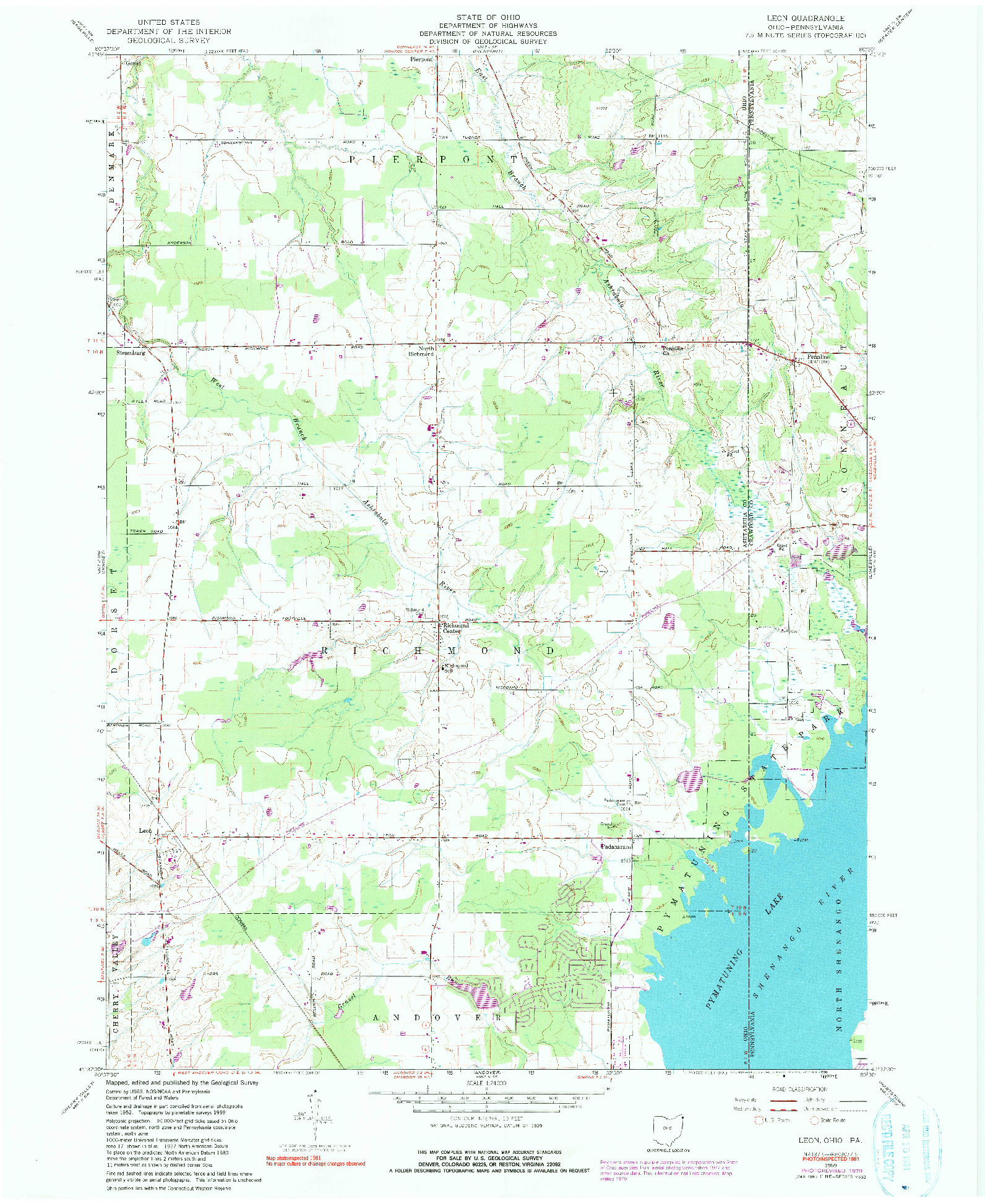 USGS 1:24000-SCALE QUADRANGLE FOR LEON, OH 1959