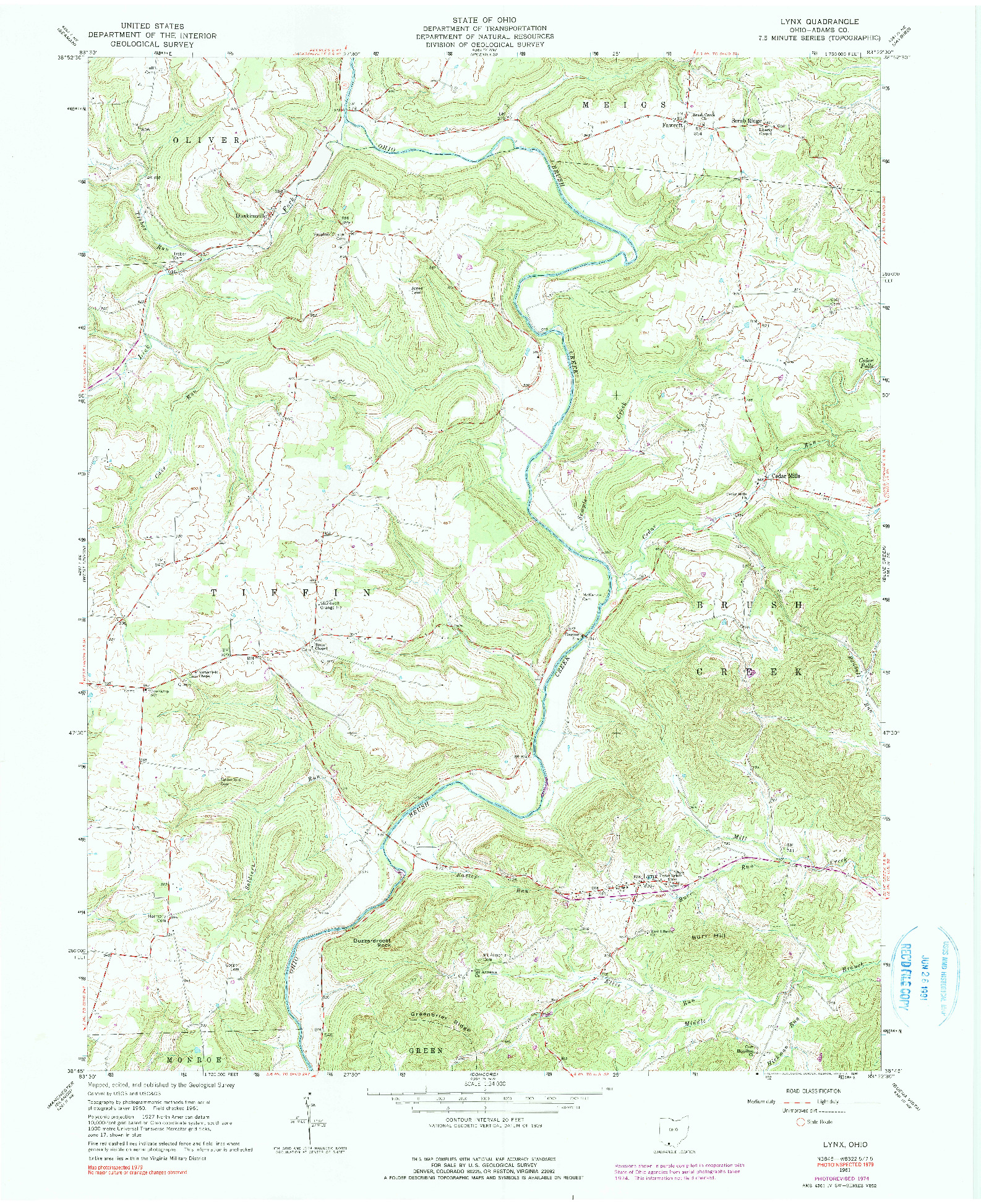 USGS 1:24000-SCALE QUADRANGLE FOR LYNX, OH 1961