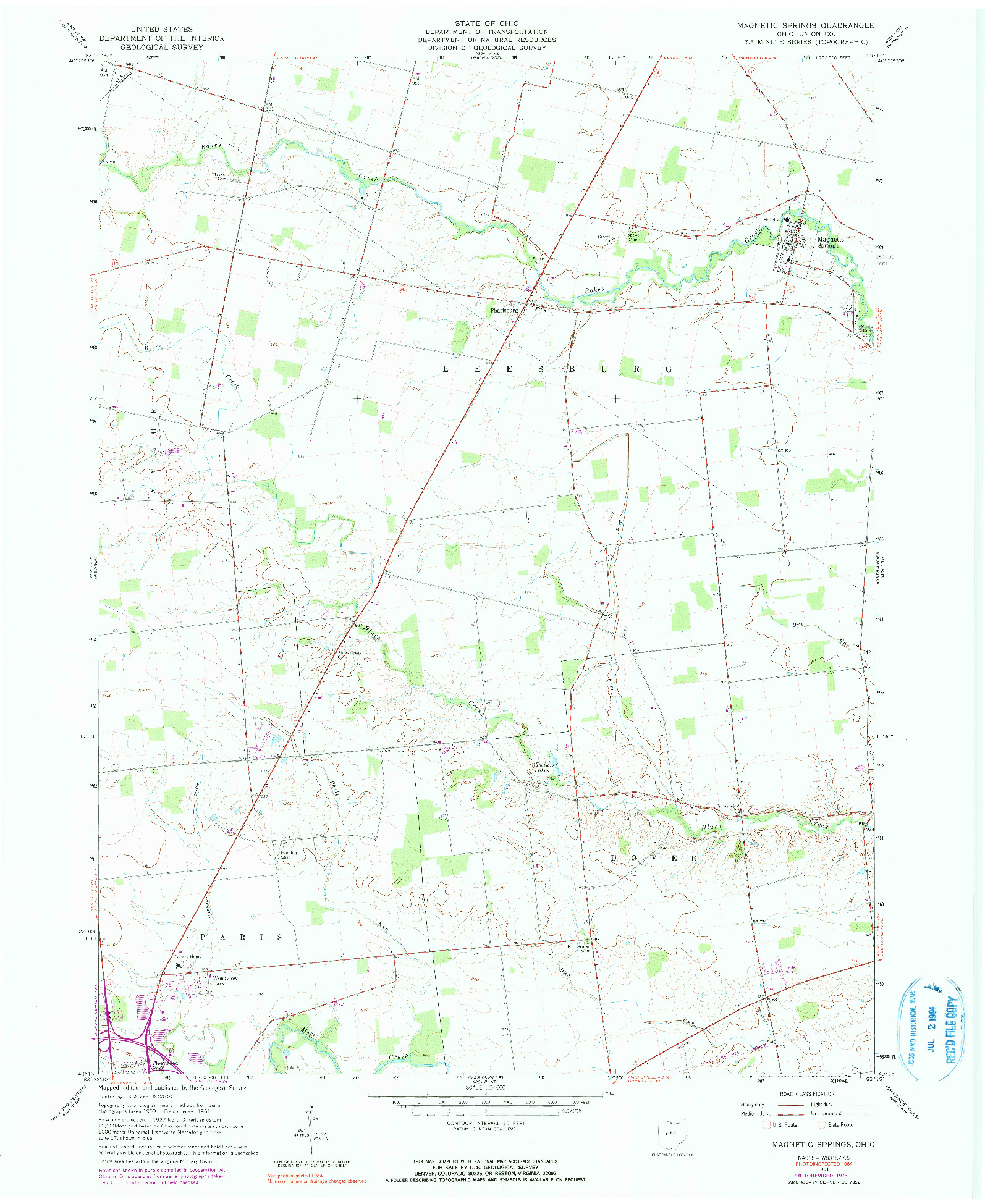 USGS 1:24000-SCALE QUADRANGLE FOR MAGNETIC SPRINGS, OH 1961