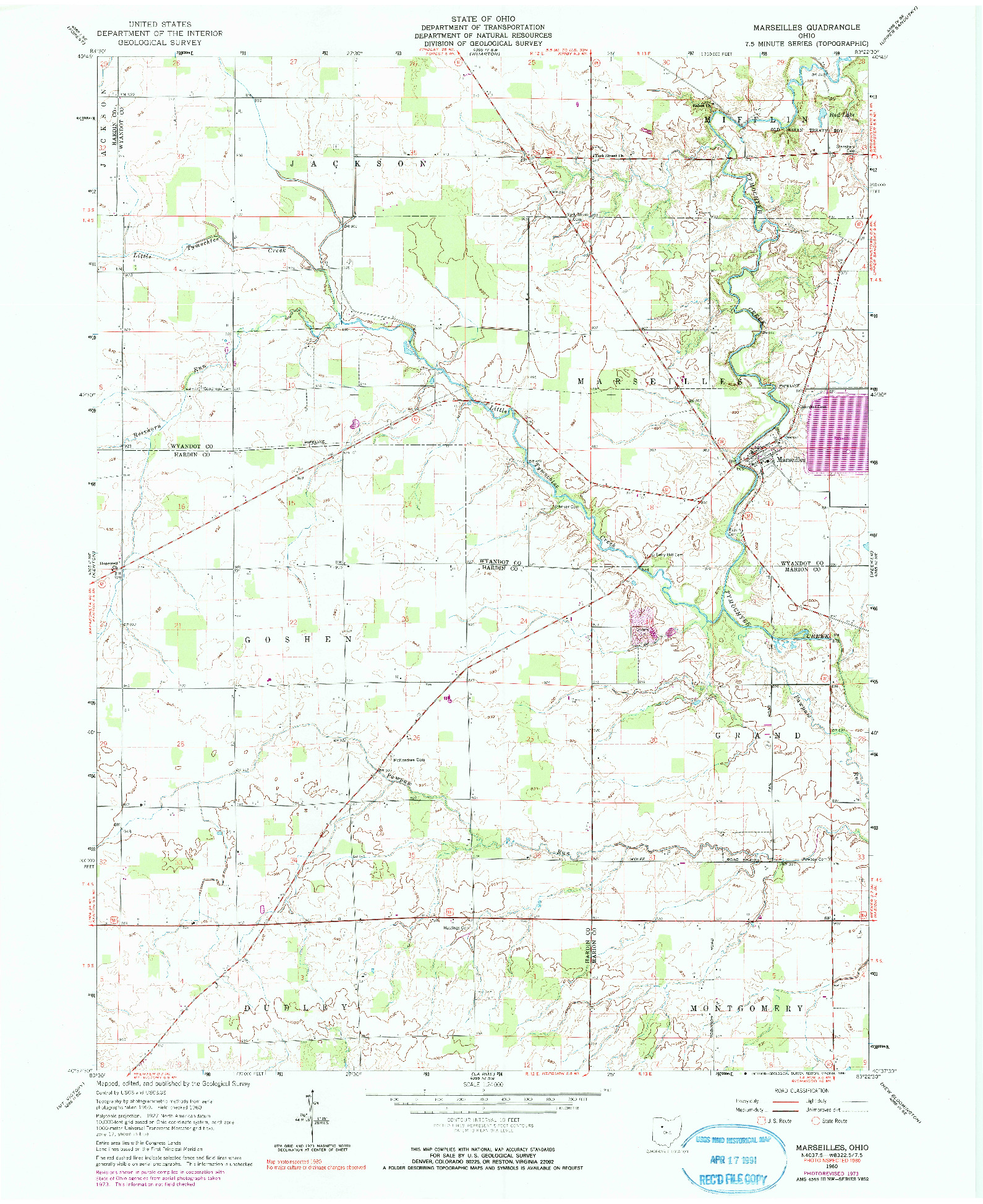 USGS 1:24000-SCALE QUADRANGLE FOR MARSEILLES, OH 1960