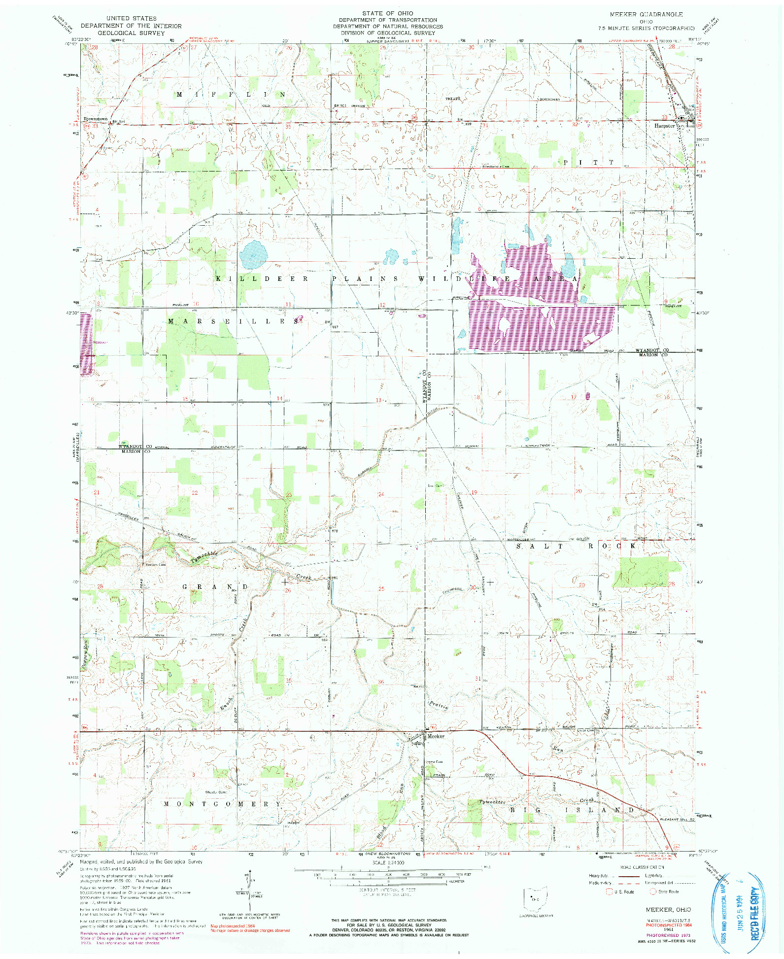 USGS 1:24000-SCALE QUADRANGLE FOR MEEKER, OH 1961