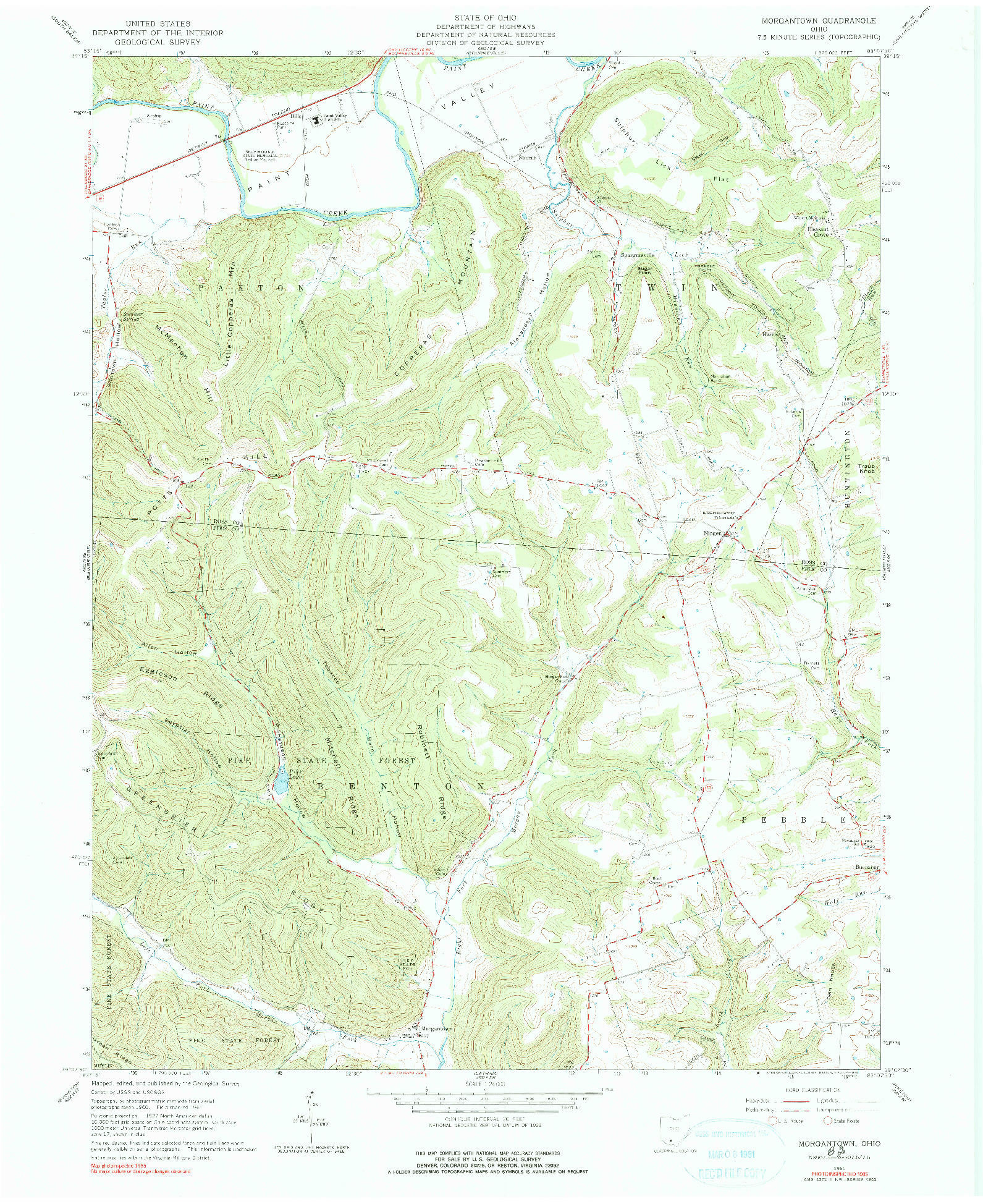 USGS 1:24000-SCALE QUADRANGLE FOR MORGANTOWN, OH 1961
