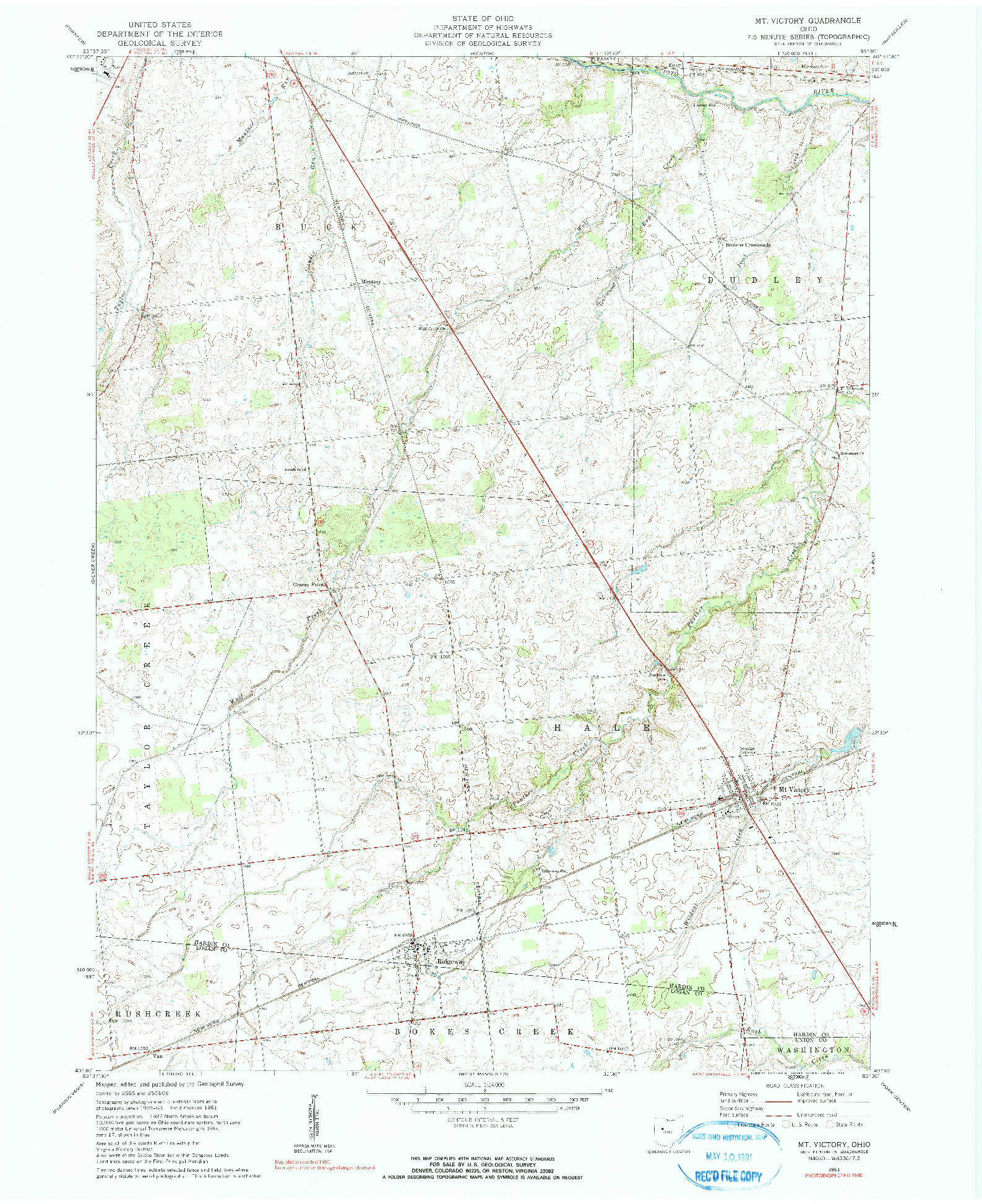 USGS 1:24000-SCALE QUADRANGLE FOR MT. VICTORY, OH 1961