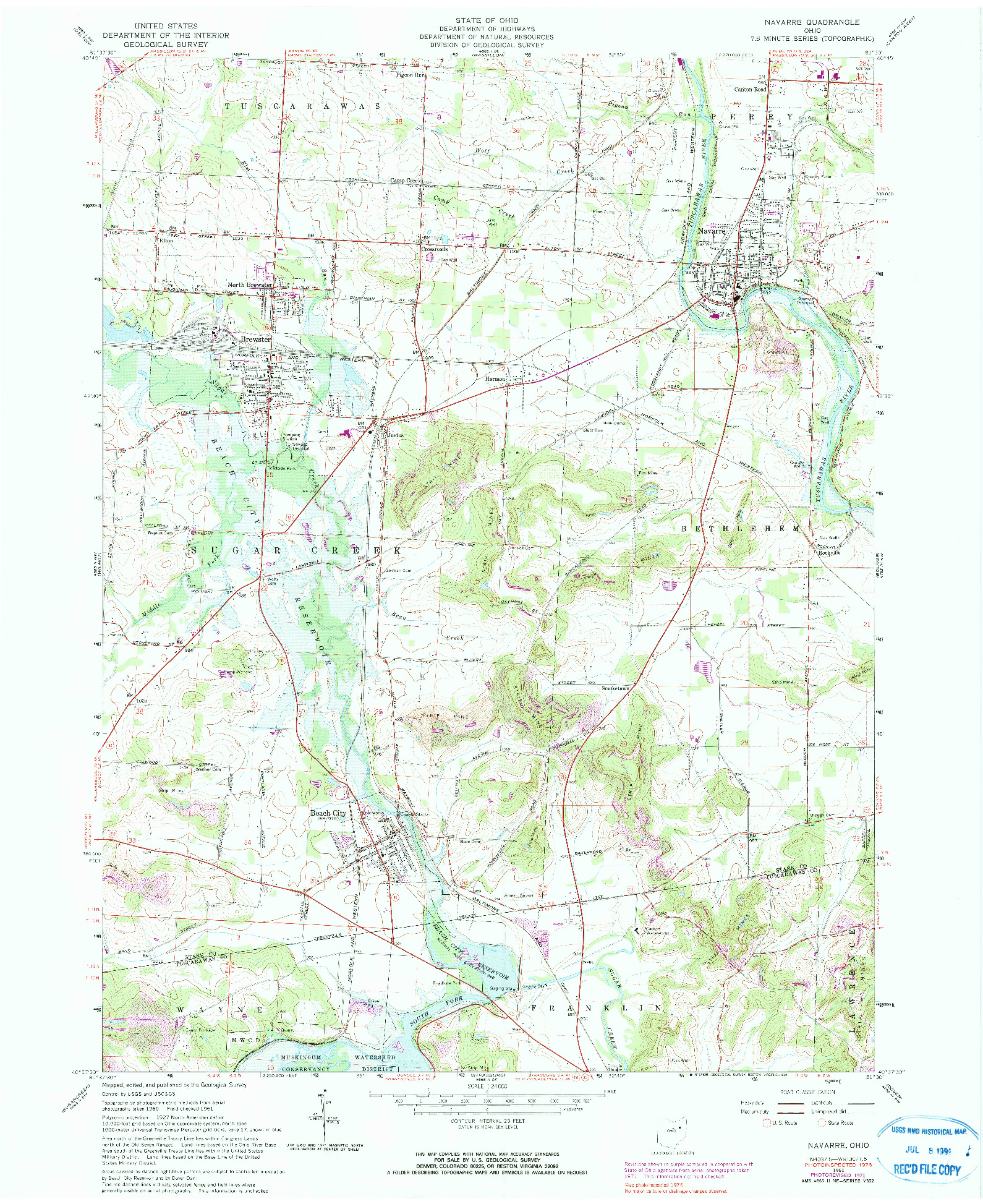 USGS 1:24000-SCALE QUADRANGLE FOR NAVARRE, OH 1961