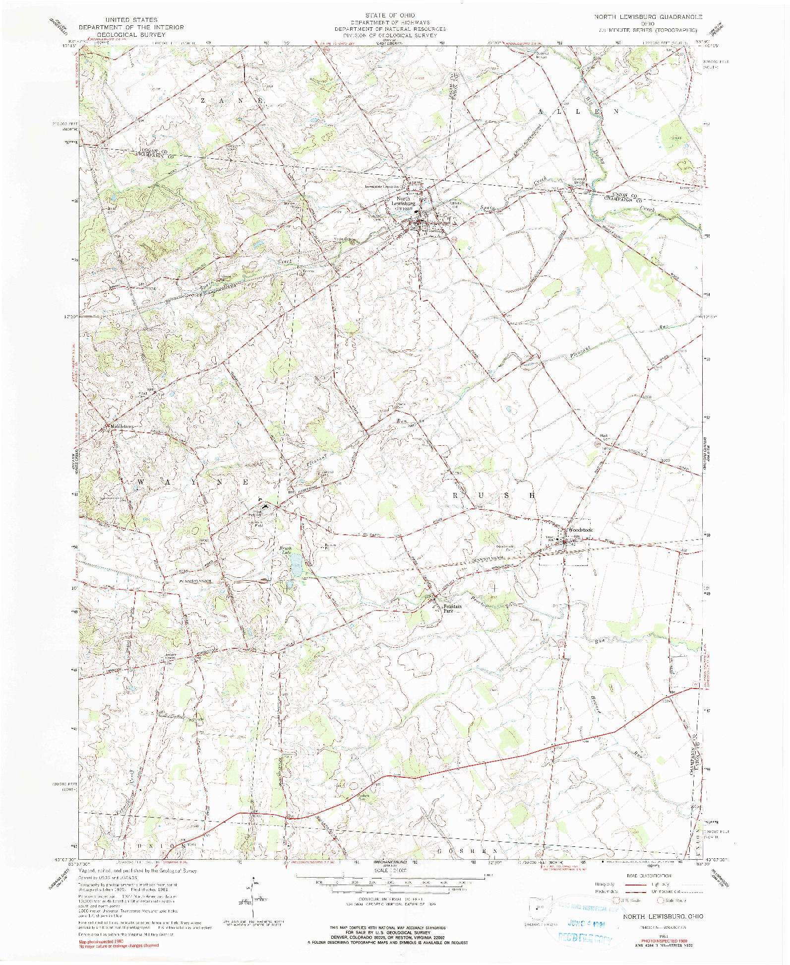 USGS 1:24000-SCALE QUADRANGLE FOR NORTH LEWISBURG, OH 1961