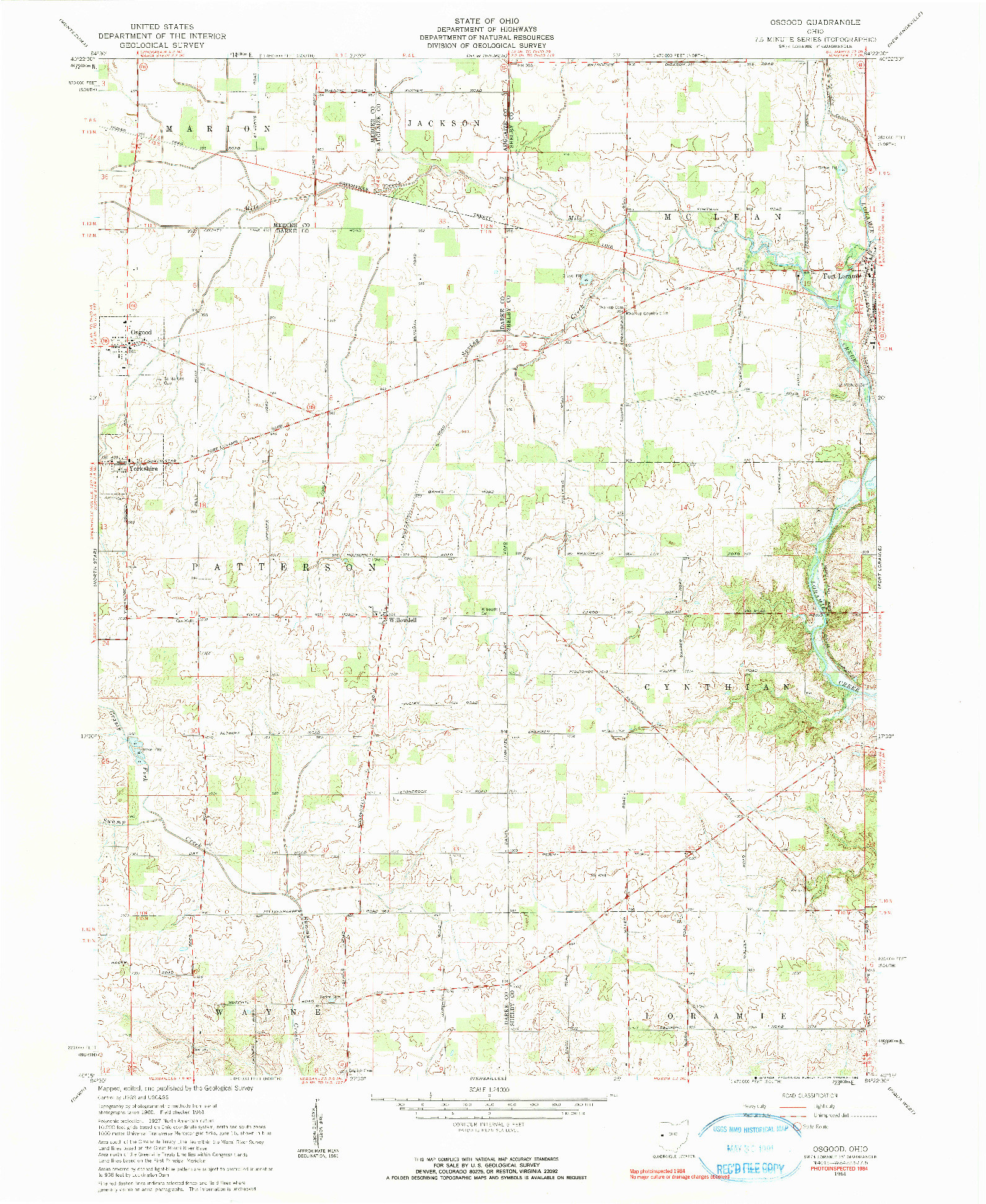 USGS 1:24000-SCALE QUADRANGLE FOR OSGOOD, OH 1961