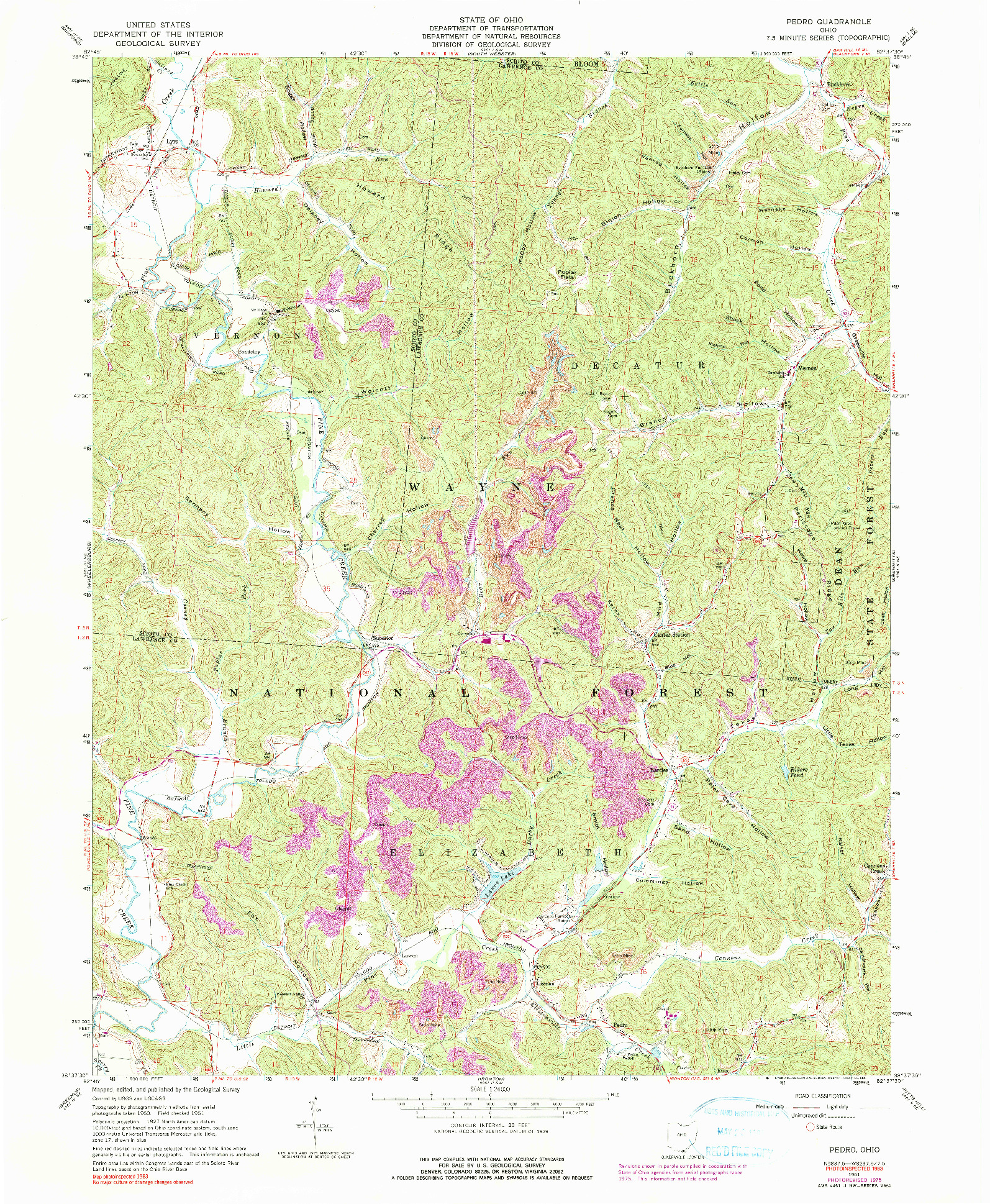 USGS 1:24000-SCALE QUADRANGLE FOR PEDRO, OH 1961