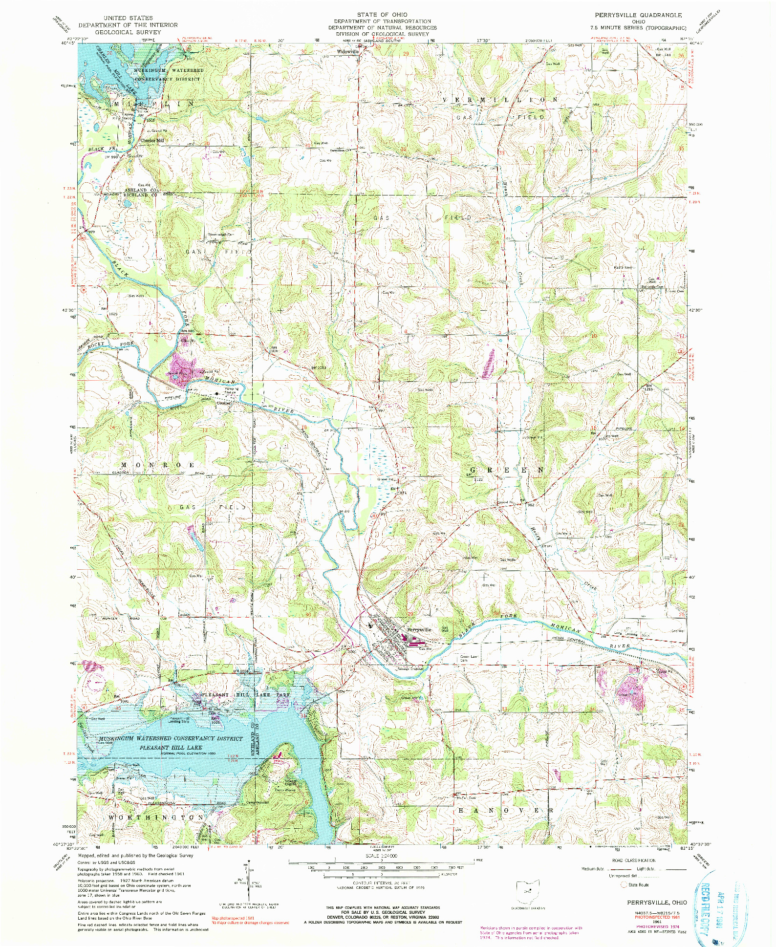 USGS 1:24000-SCALE QUADRANGLE FOR PERRYSVILLE, OH 1961