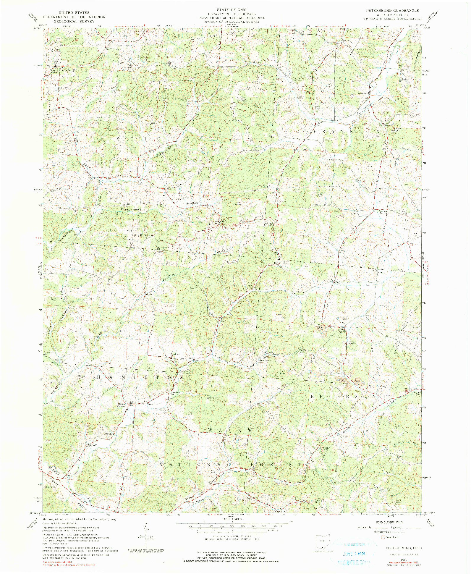 USGS 1:24000-SCALE QUADRANGLE FOR PETERSBURG, OH 1961