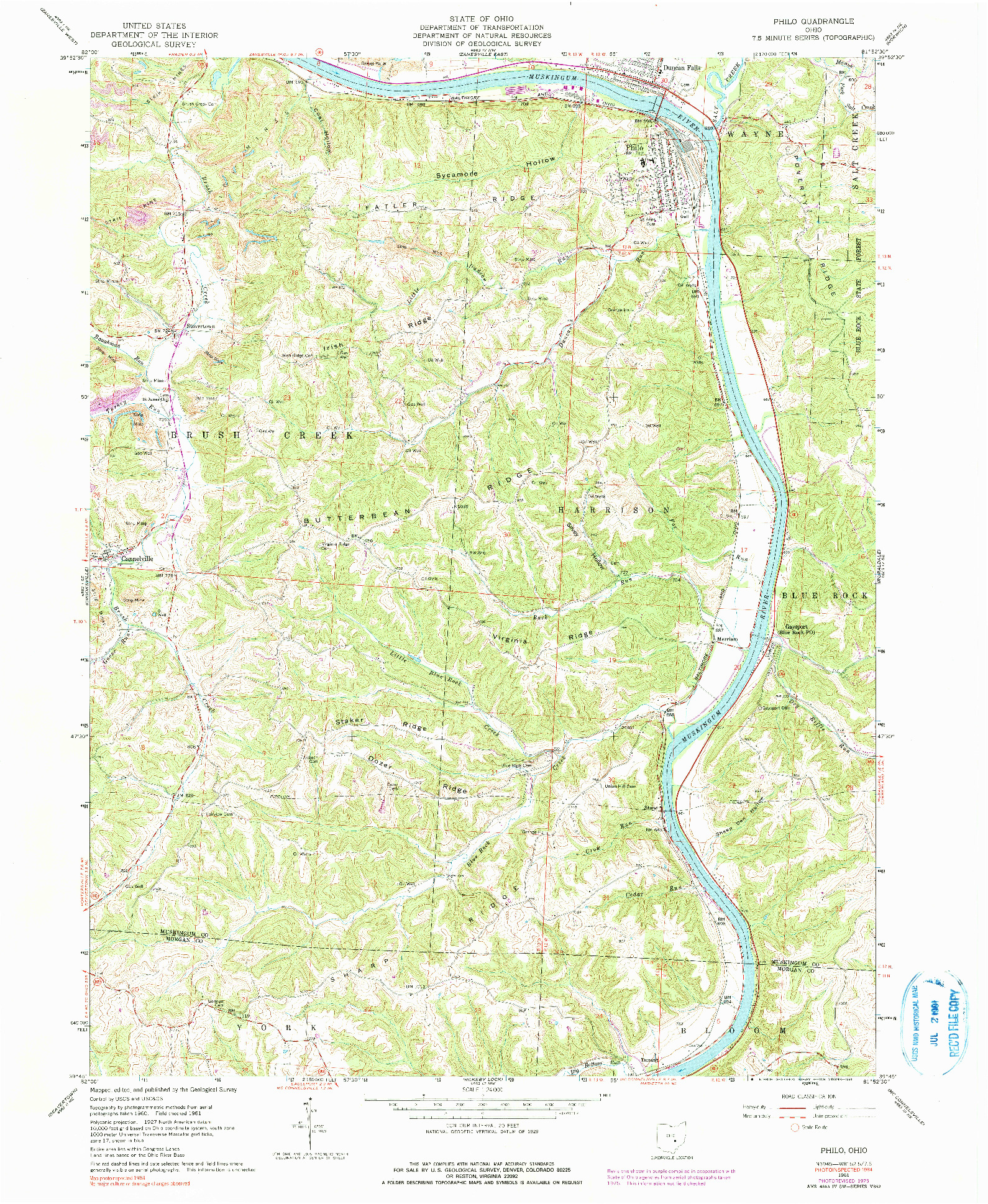 USGS 1:24000-SCALE QUADRANGLE FOR PHILO, OH 1961