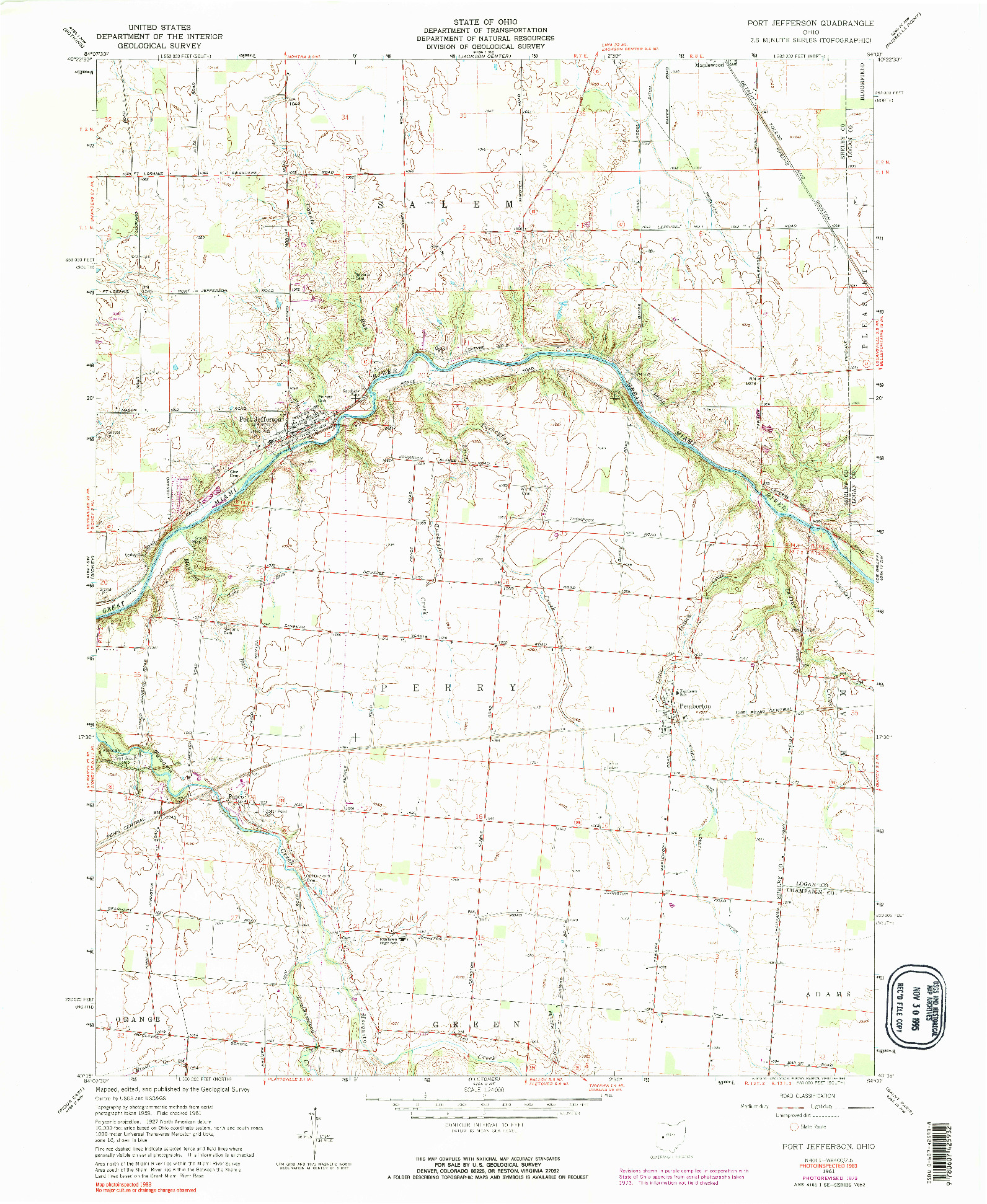 USGS 1:24000-SCALE QUADRANGLE FOR PORT JEFFERSON, OH 1961