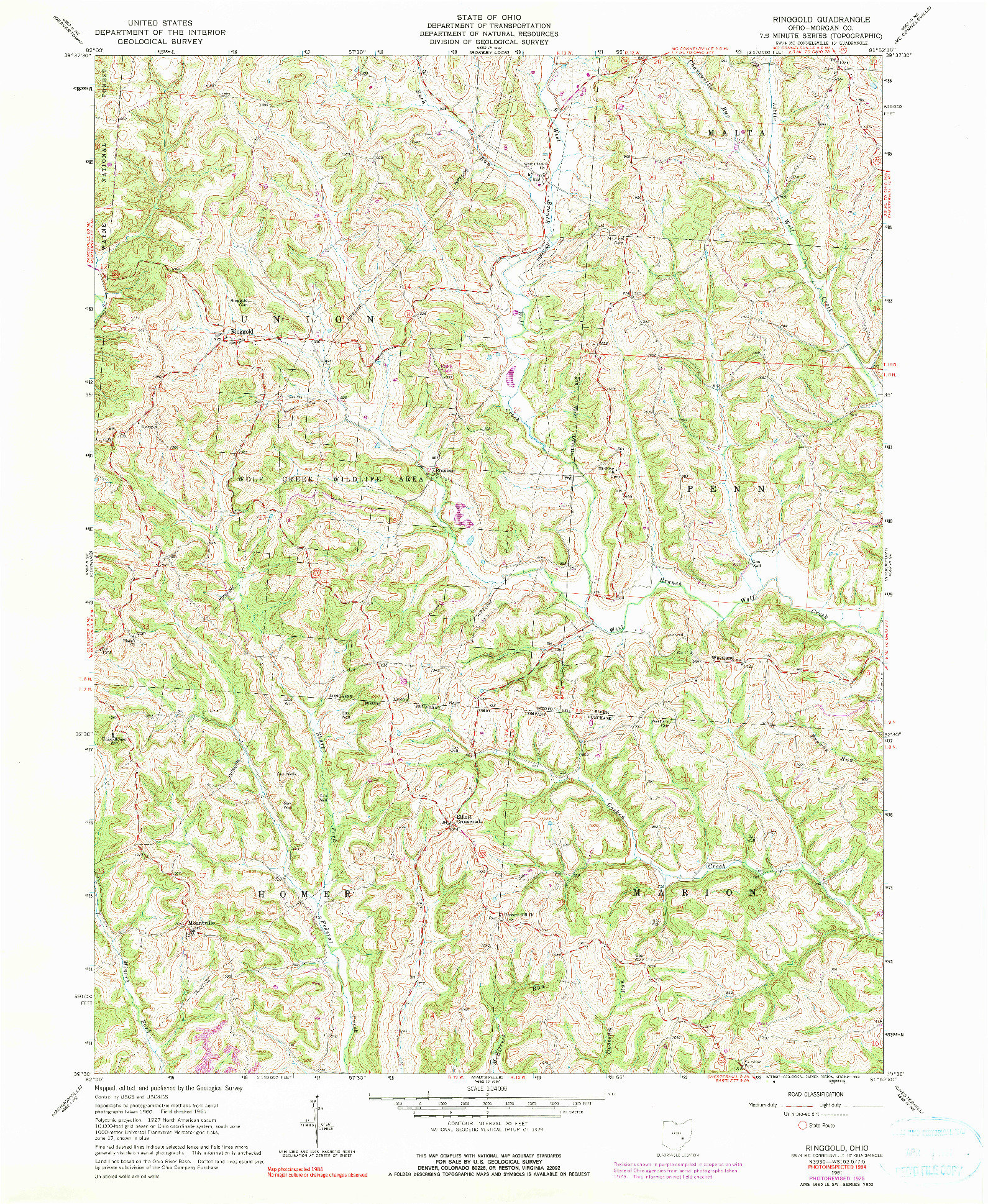 USGS 1:24000-SCALE QUADRANGLE FOR RINGGOLD, OH 1961