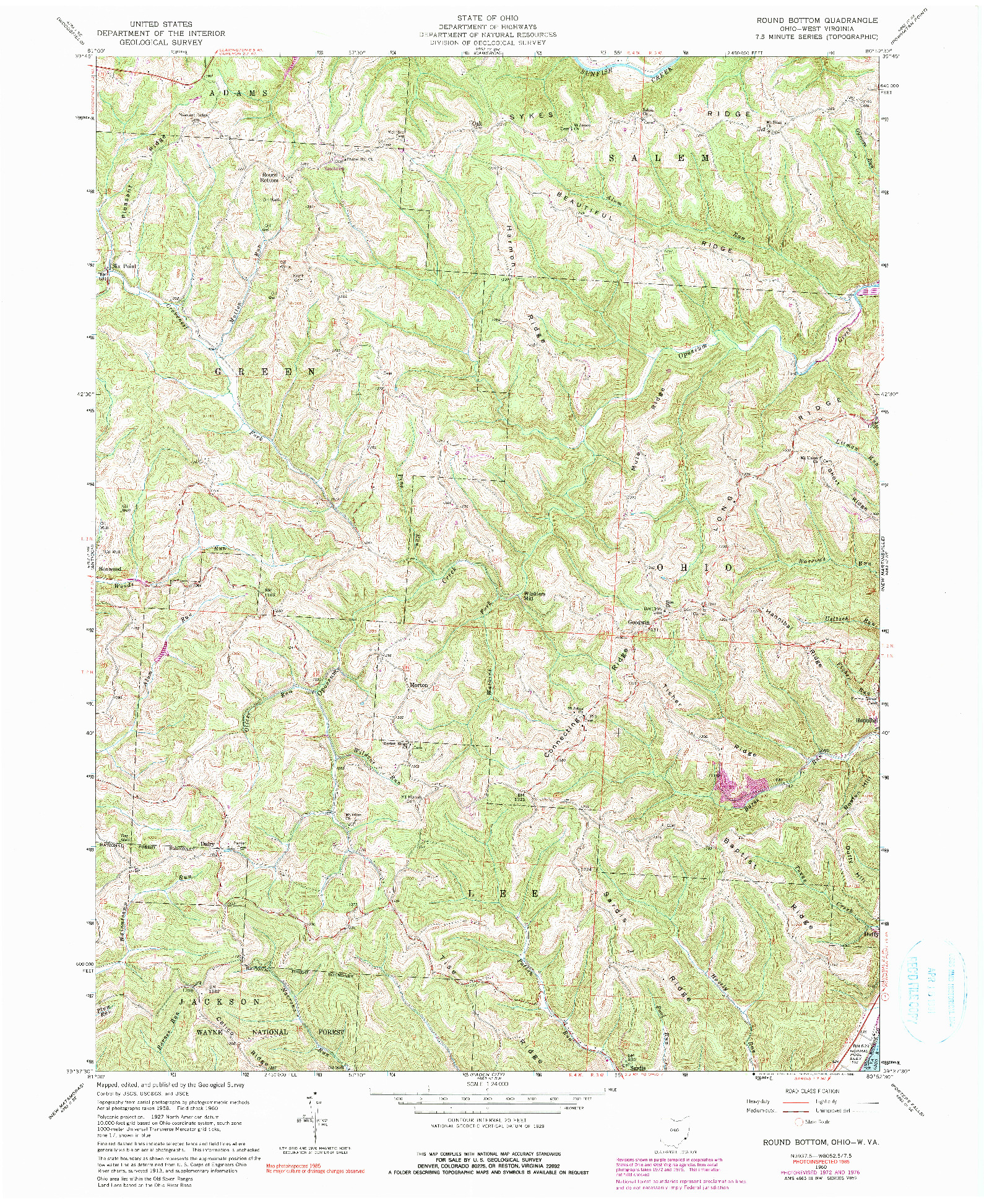 USGS 1:24000-SCALE QUADRANGLE FOR ROUND BOTTOM, OH 1960