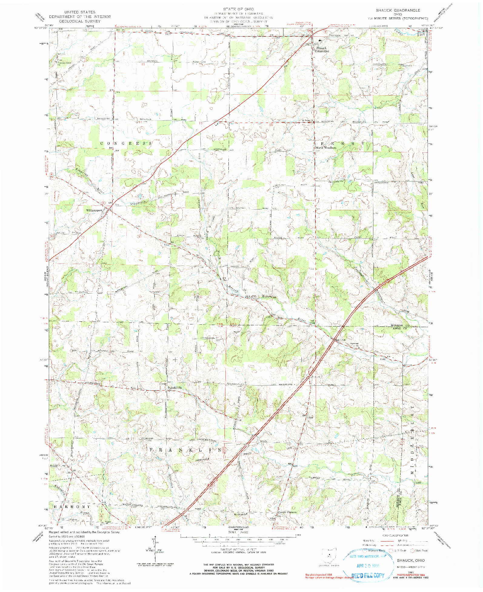 USGS 1:24000-SCALE QUADRANGLE FOR SHAUCK, OH 1961