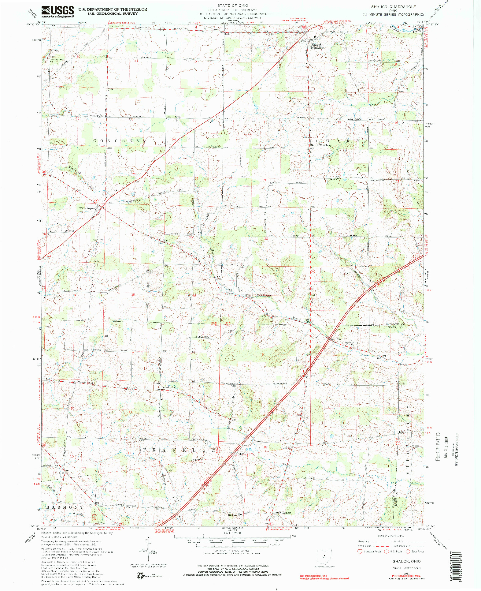 USGS 1:24000-SCALE QUADRANGLE FOR SHAUCK, OH 1961