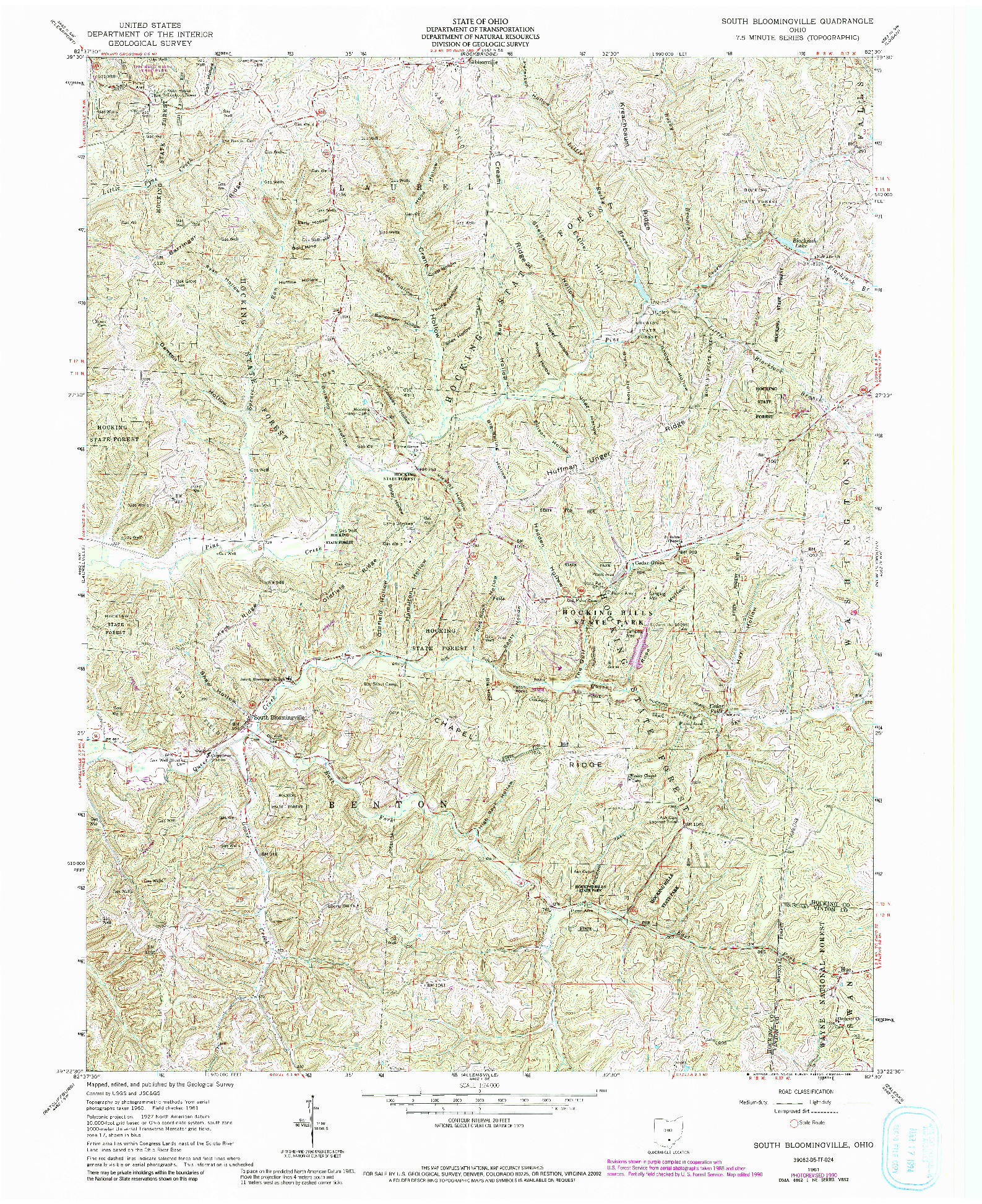 USGS 1:24000-SCALE QUADRANGLE FOR SOUTH BLOOMINGVILLE, OH 1961