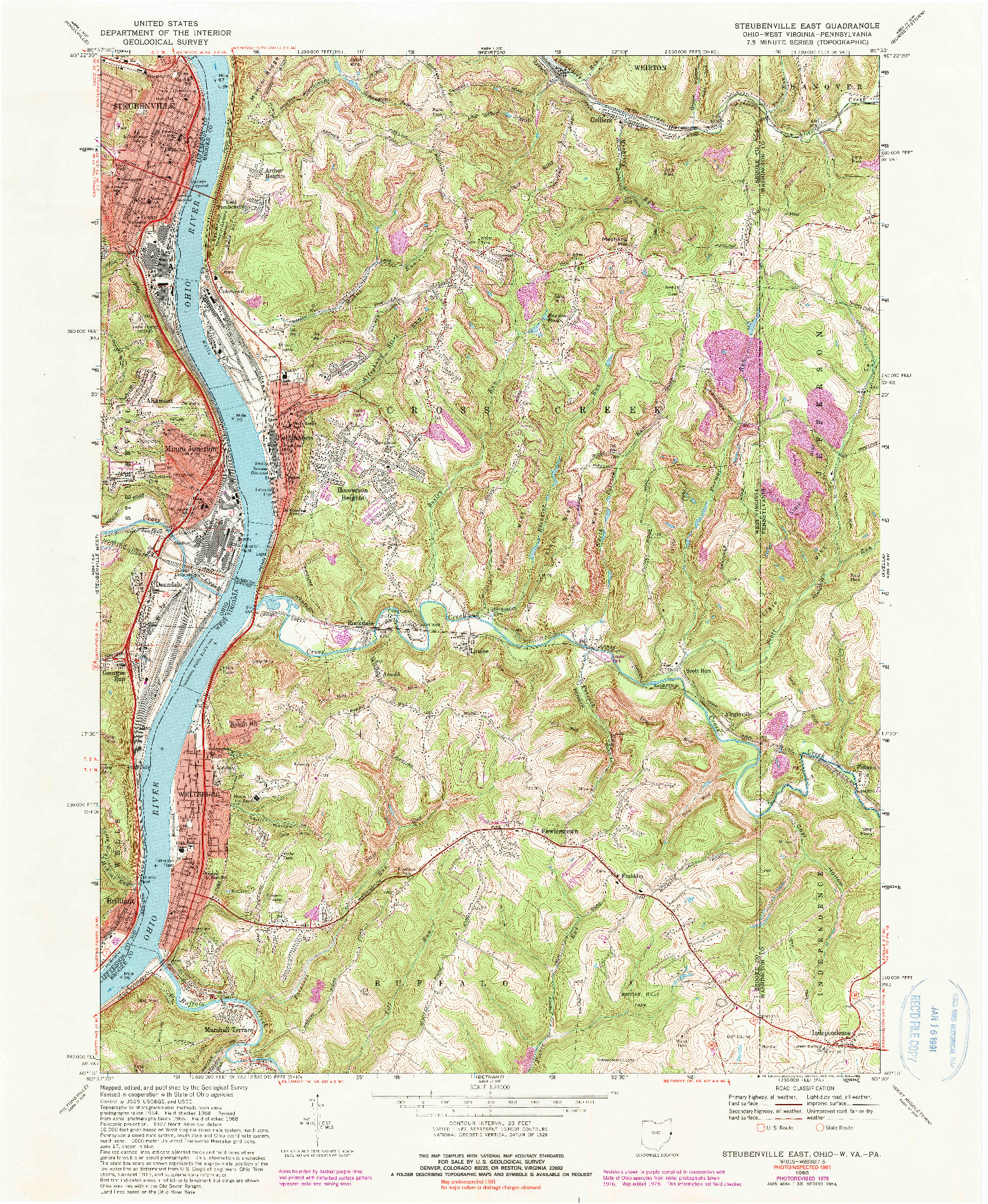 USGS 1:24000-SCALE QUADRANGLE FOR STEUBENVILLE EAST, OH 1968