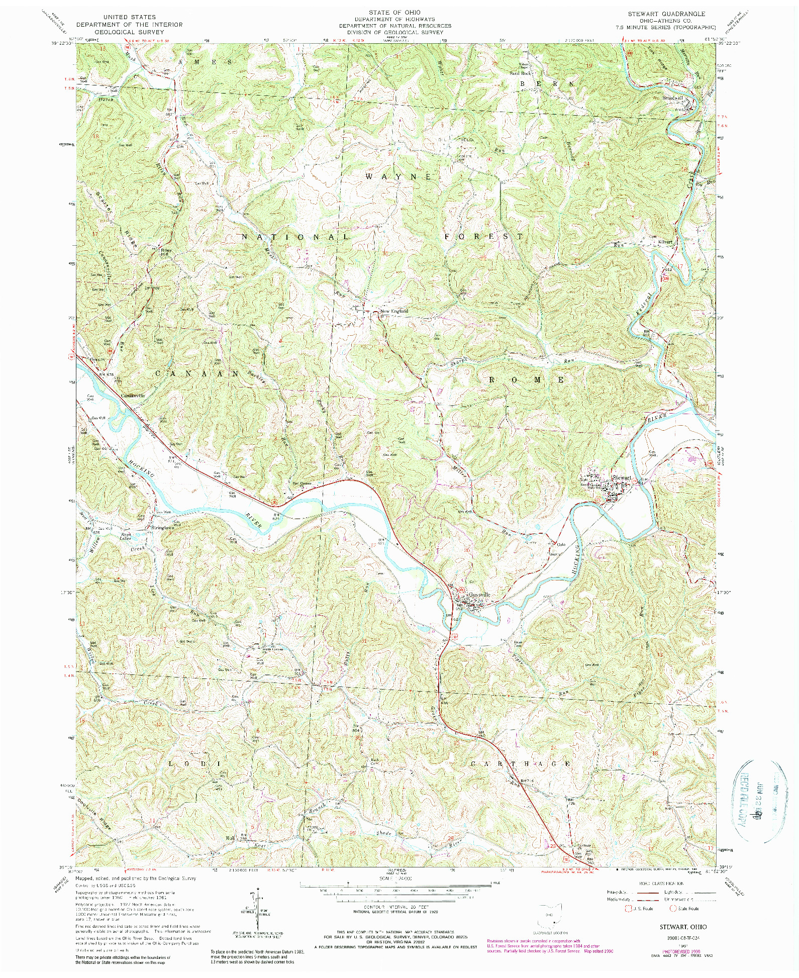 USGS 1:24000-SCALE QUADRANGLE FOR STEWART, OH 1961