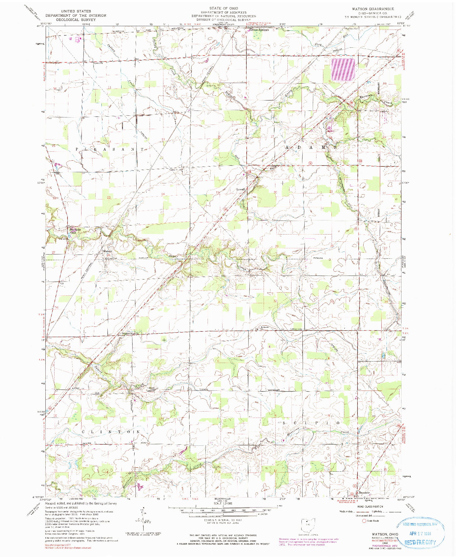 USGS 1:24000-SCALE QUADRANGLE FOR WATSON, OH 1960