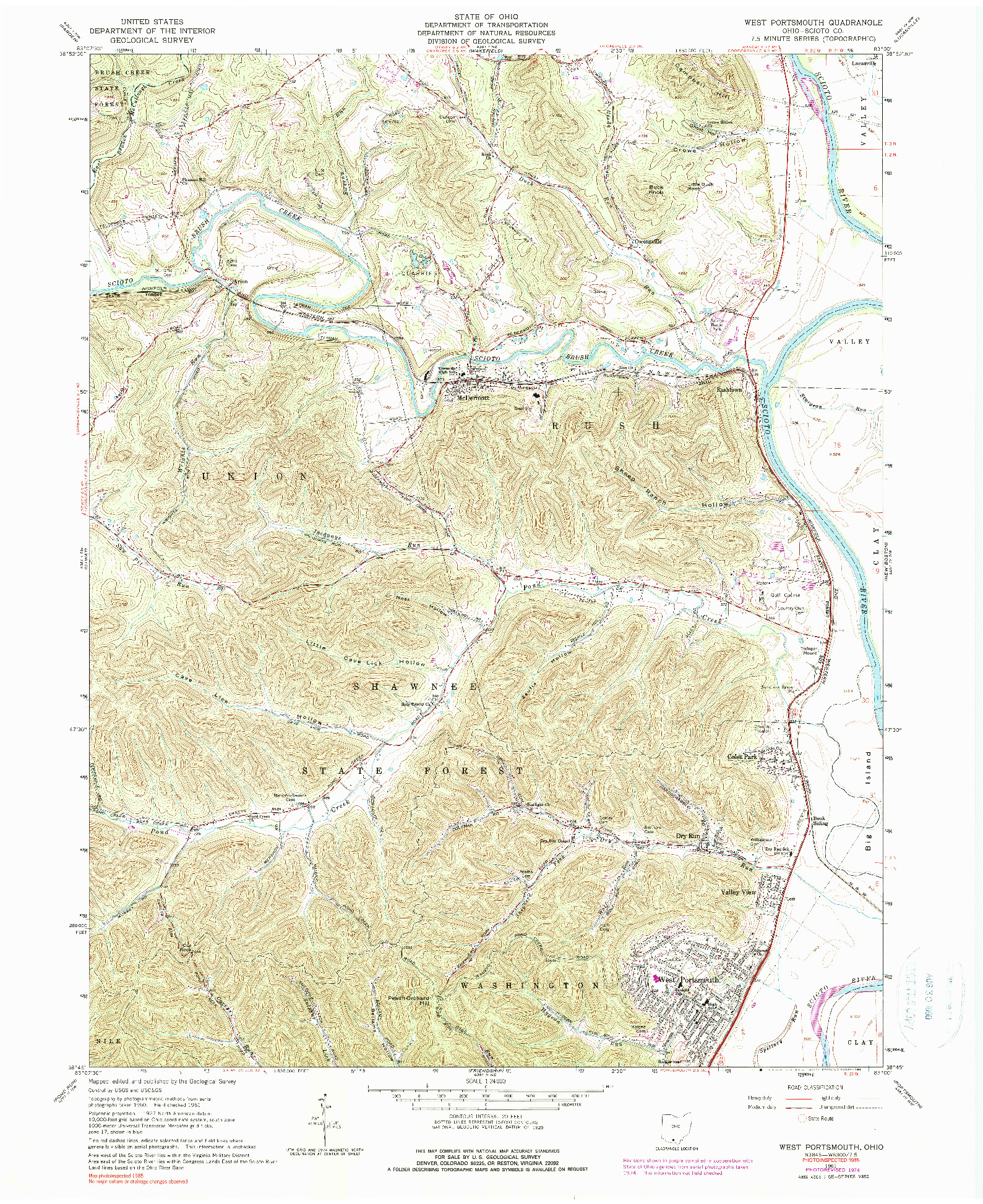 USGS 1:24000-SCALE QUADRANGLE FOR WEST PORTSMOUTH, OH 1961